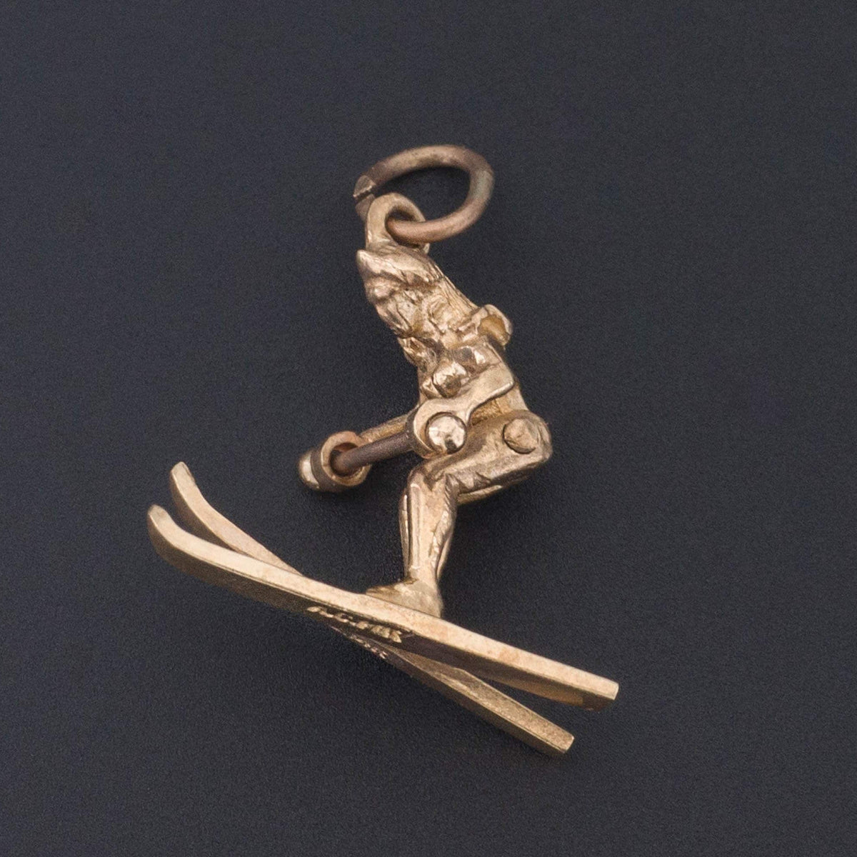 Vintage Moveable Water Skier Charm of 14k Gold - Trademark Antiques