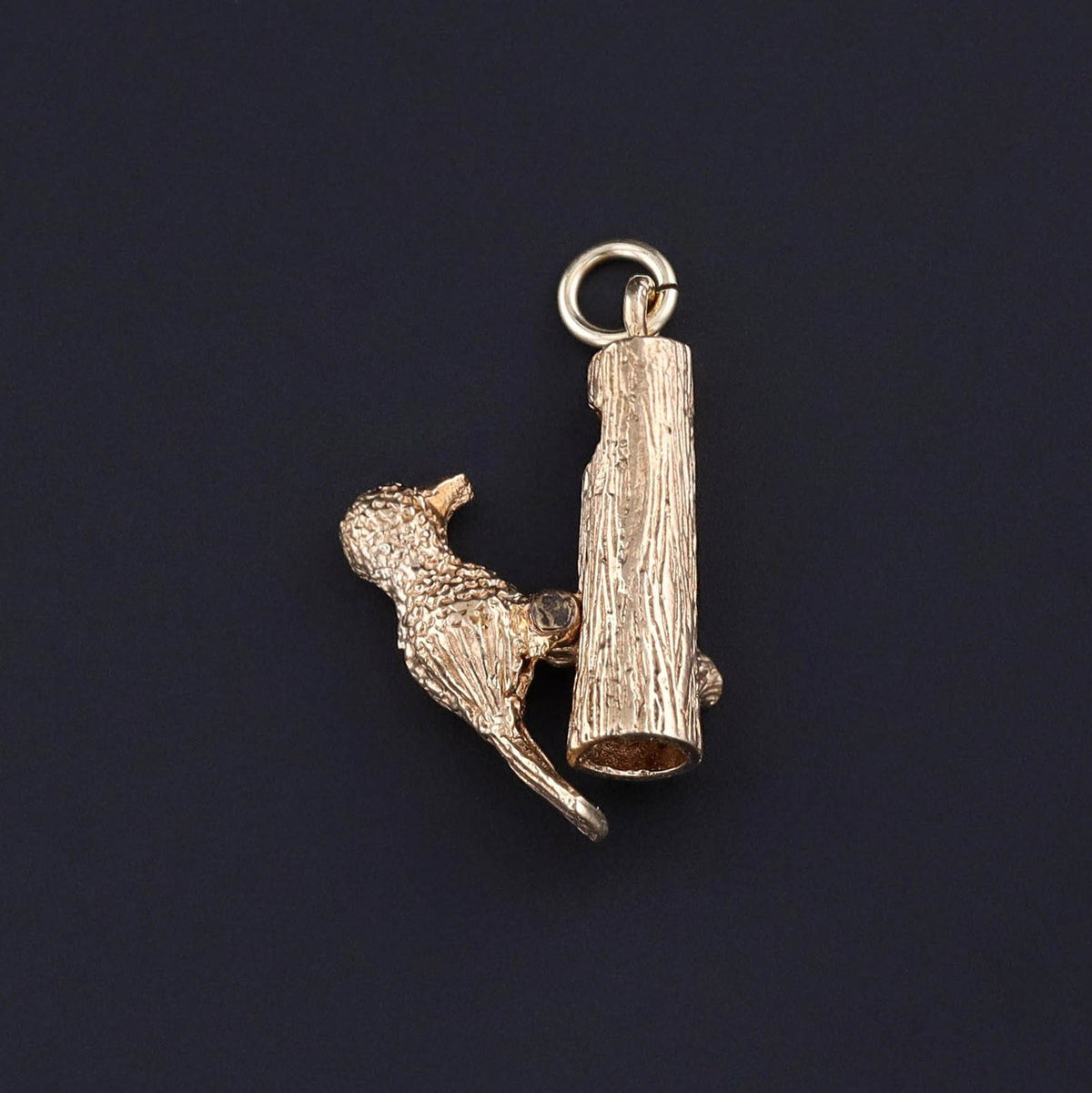 Vintage Moveable Woodpecker Charm of 9ct Gold - Trademark Antiques