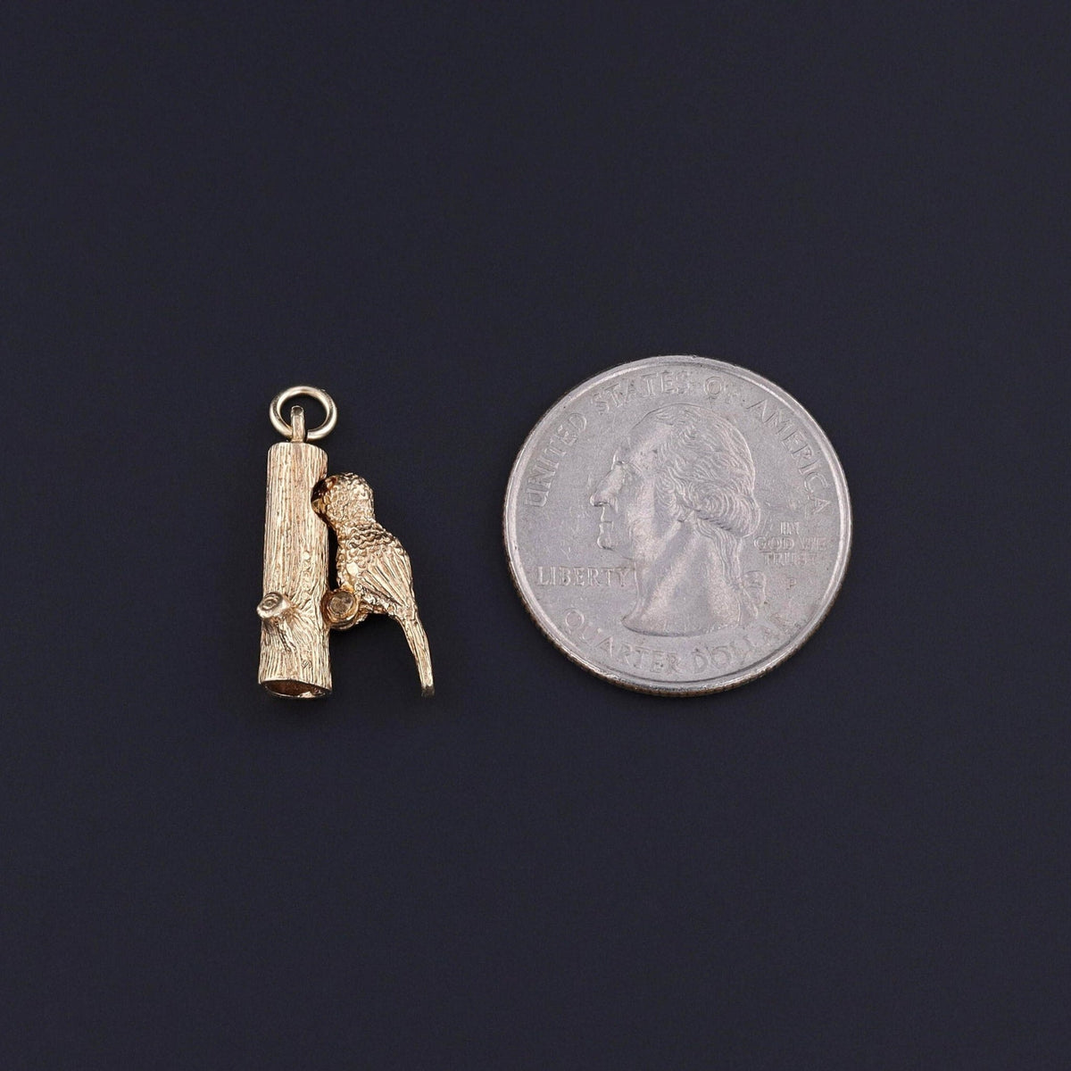 Vintage Moveable Woodpecker Charm of 9ct Gold - Trademark Antiques