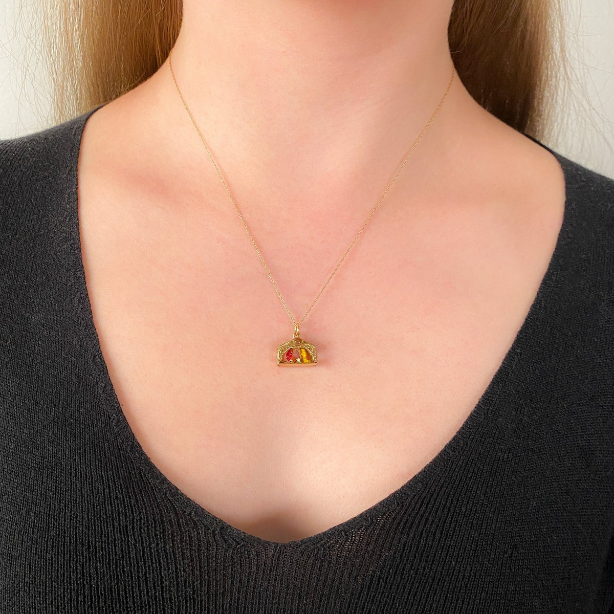 Vintage Nativity Stanhope Charm of 14k Gold - Trademark Antiques