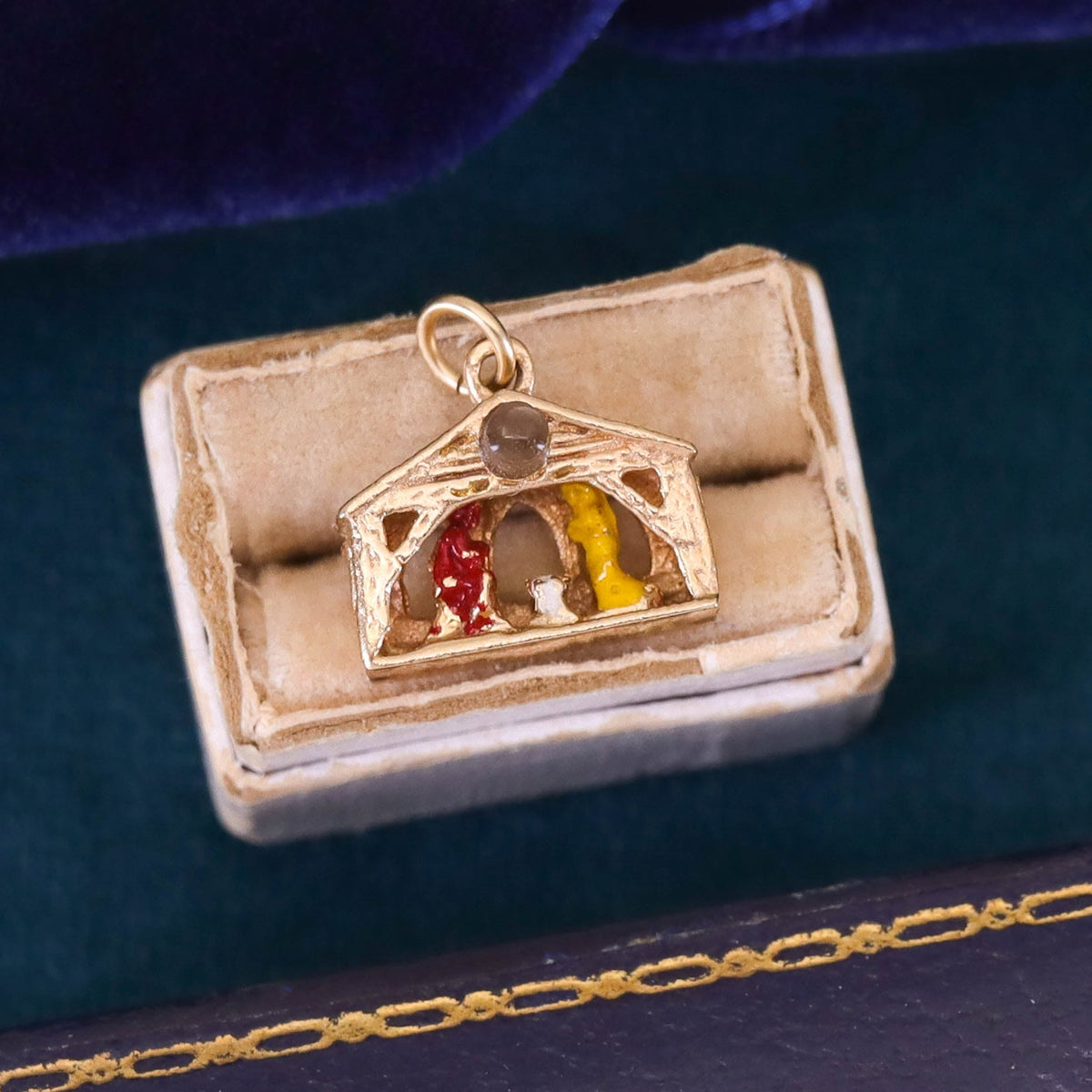 Vintage Nativity Stanhope Charm of 14k Gold - Trademark Antiques