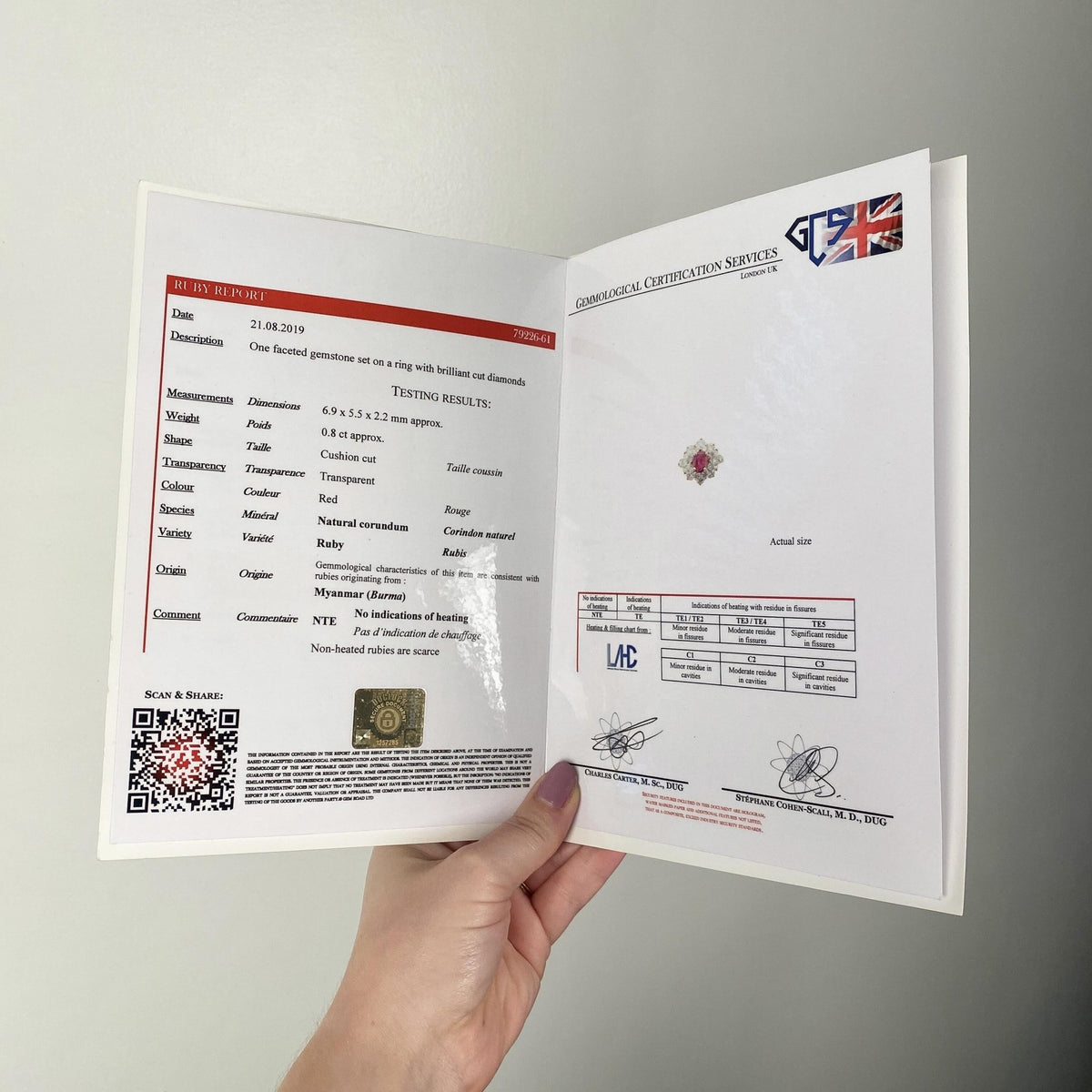 Vintage Natural Burmese Ruby and Diamond Cluster Ring with Certification - Trademark Antiques