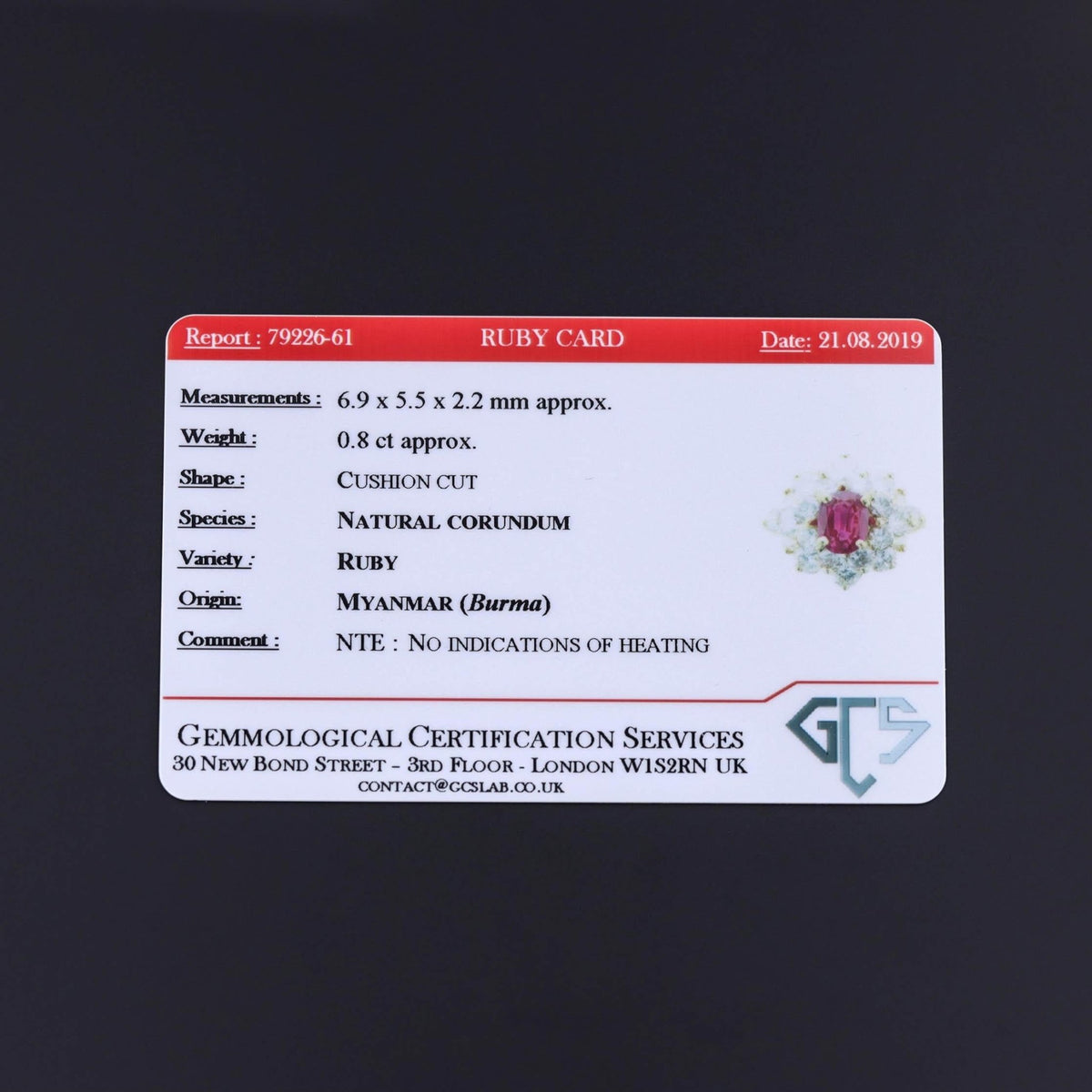 Vintage Natural Burmese Ruby and Diamond Cluster Ring with Certification - Trademark Antiques