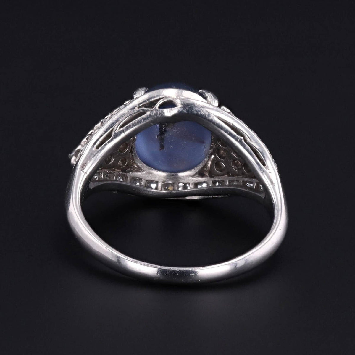 Vintage Natural Star Sapphire and Diamond Ring of Platinum - Trademark Antiques