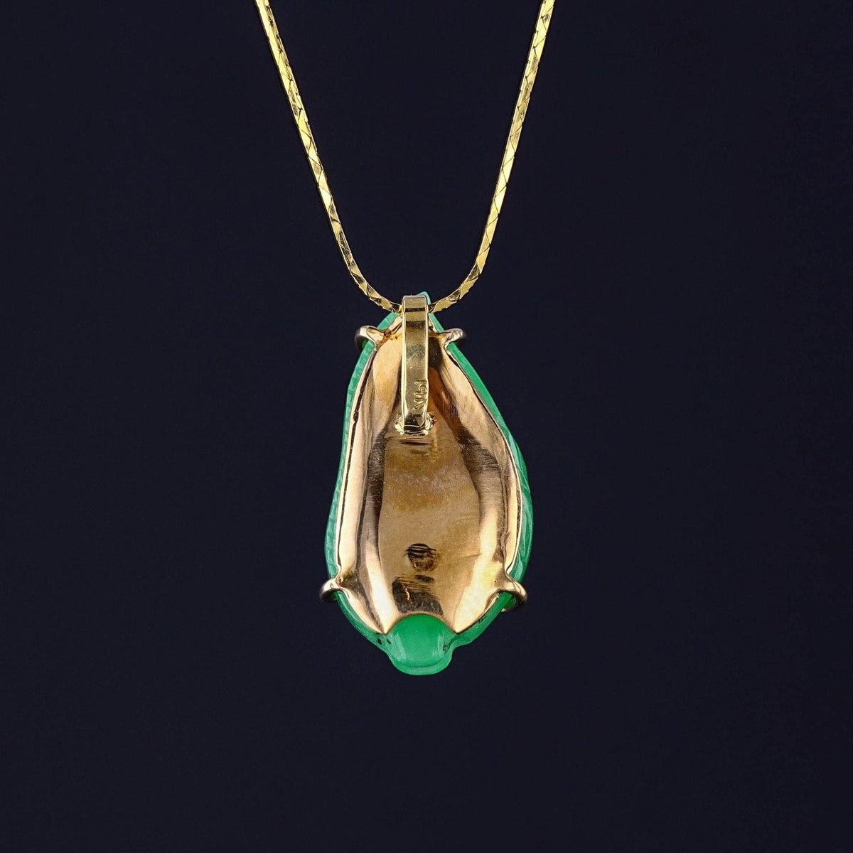 Vintage Nephrite Jade Pendant of 14k Gold - Trademark Antiques