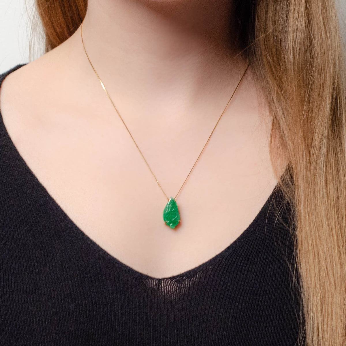 Vintage Nephrite Jade Pendant of 14k Gold - Trademark Antiques