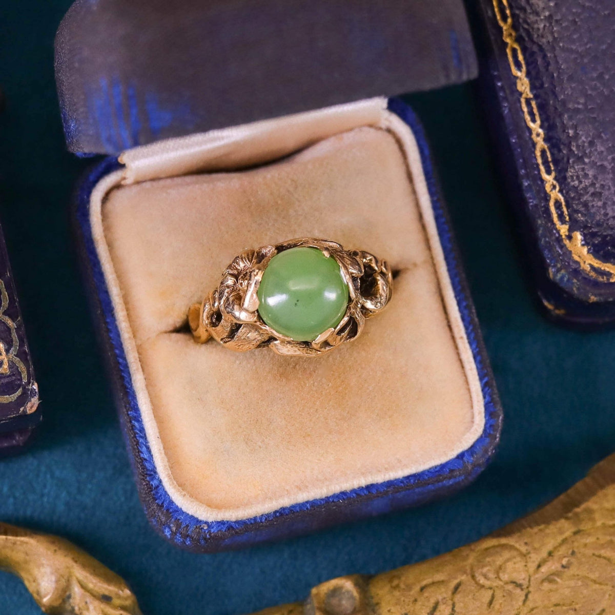 Vintage Nephrite Jade Ring of 14k Gold - Trademark Antiques