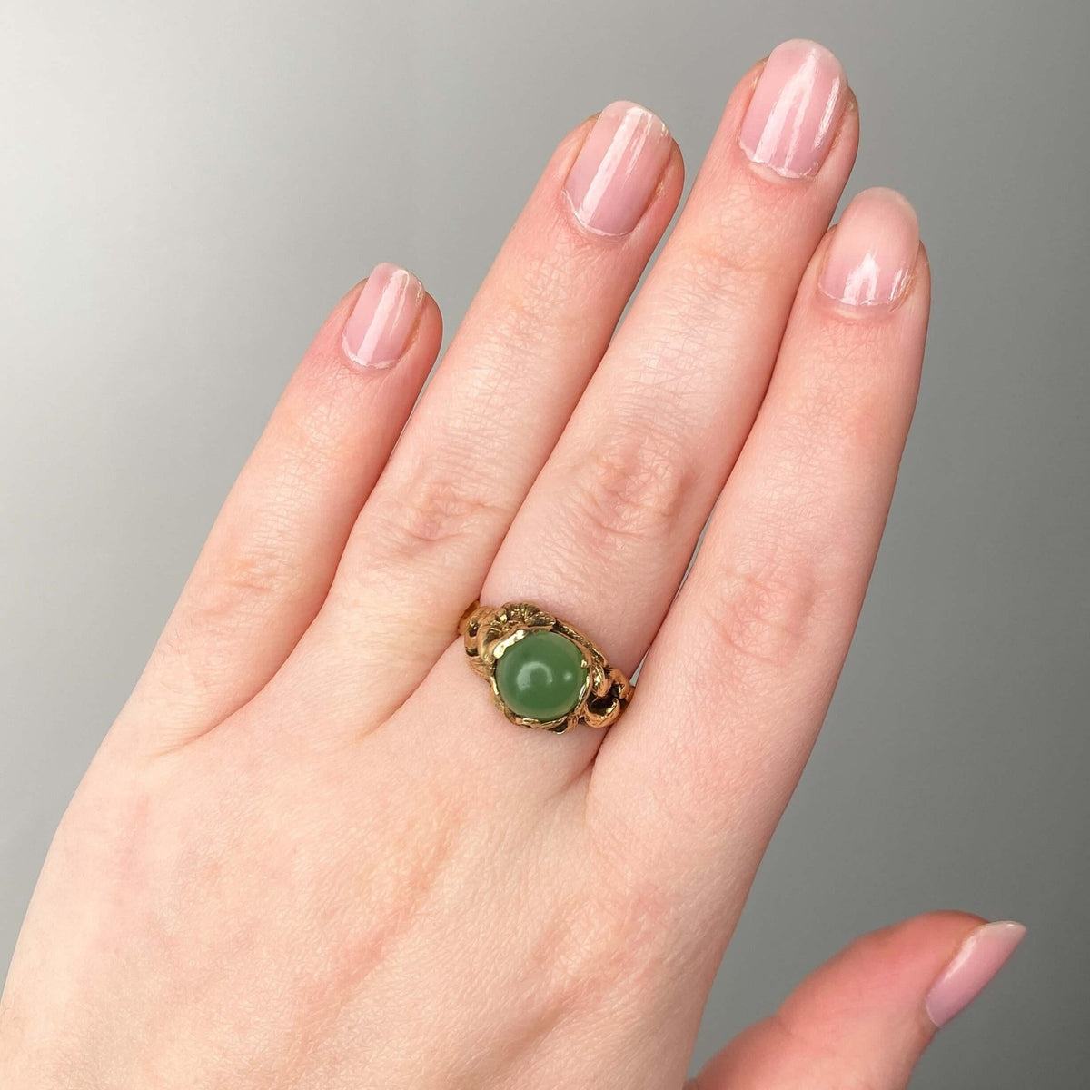 Vintage Nephrite Jade Ring of 14k Gold - Trademark Antiques