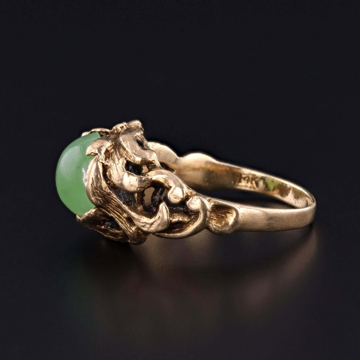 Vintage Nephrite Jade Ring of 14k Gold - Trademark Antiques