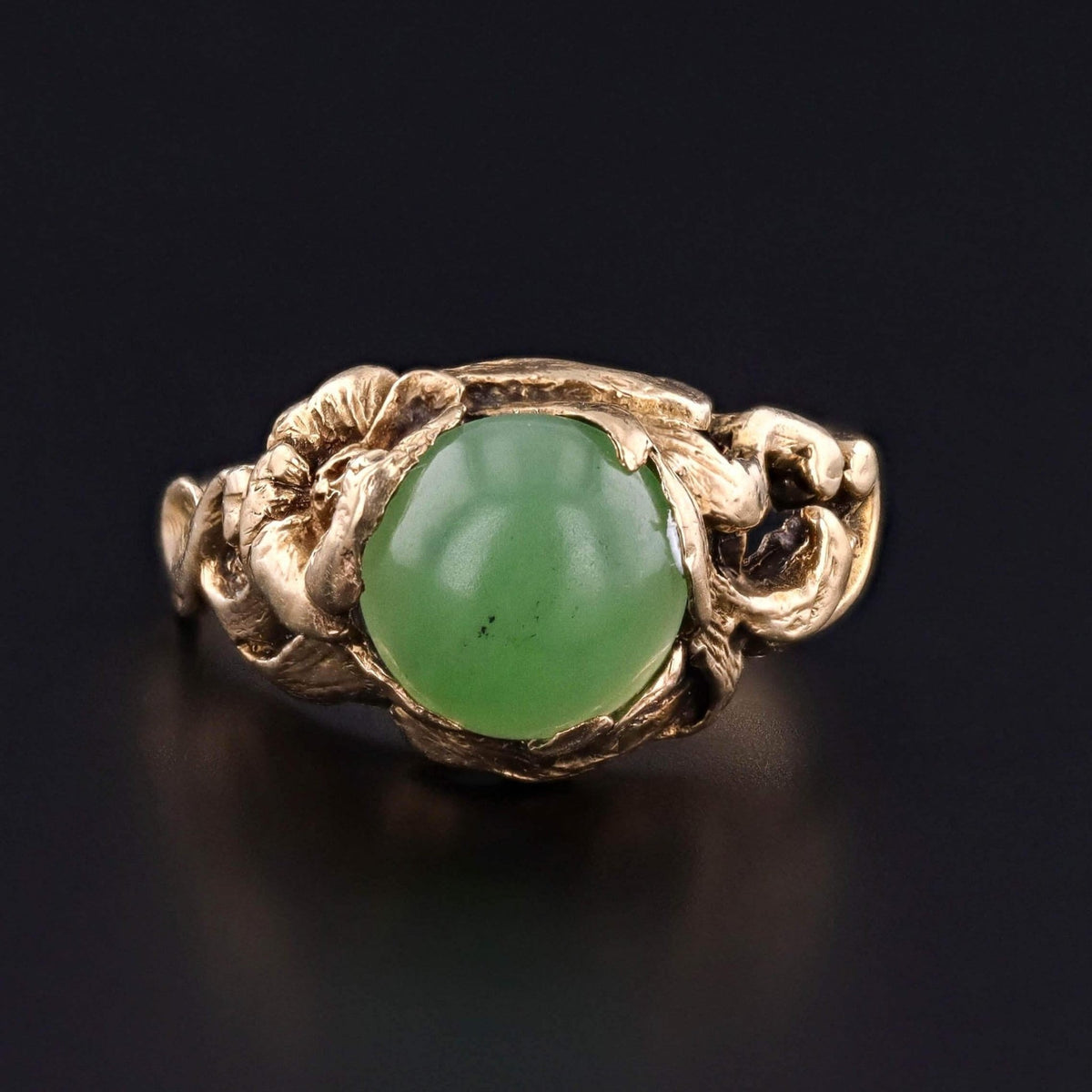 Vintage Nephrite Jade Ring of 14k Gold - Trademark Antiques