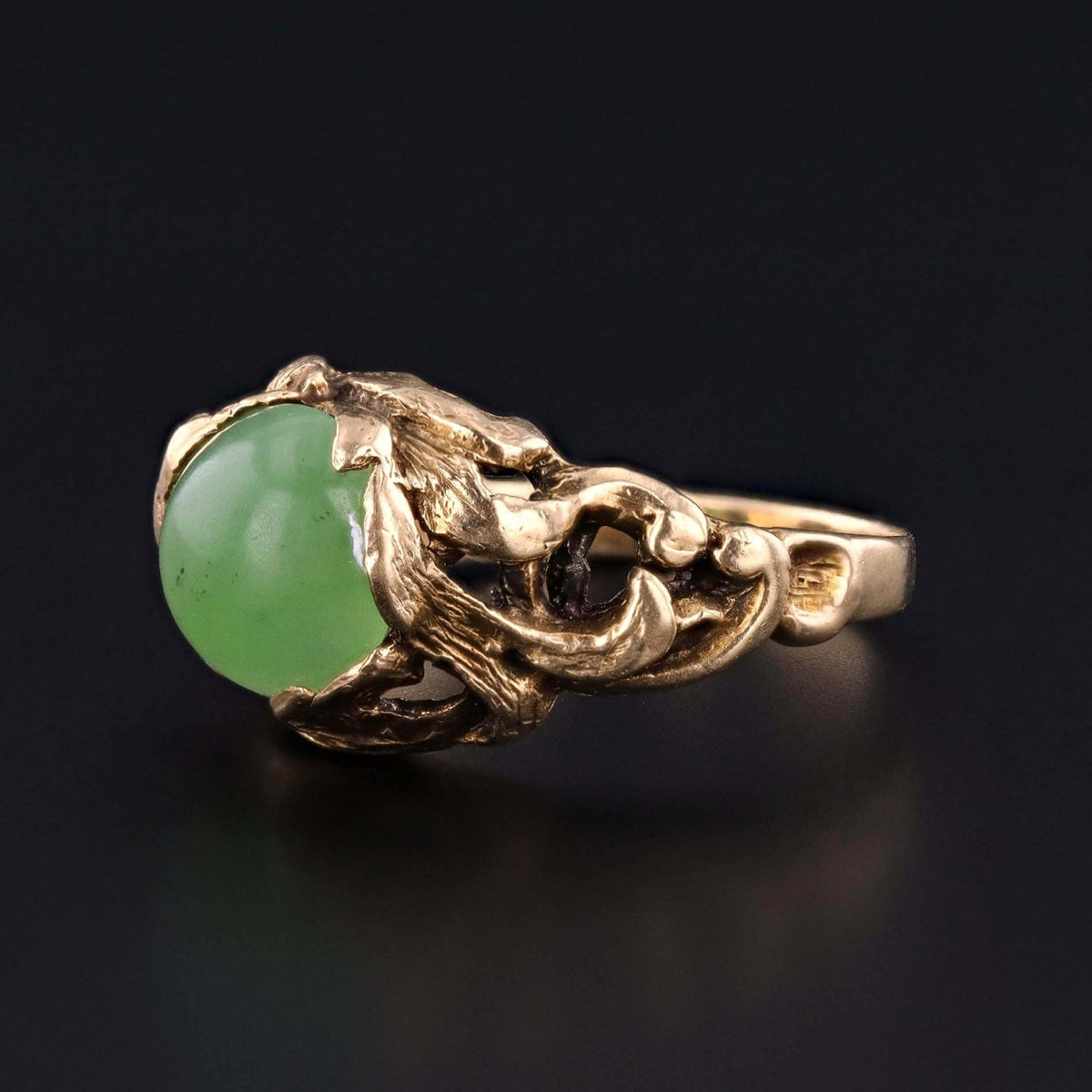 Vintage Nephrite Jade Ring of 14k Gold - Trademark Antiques