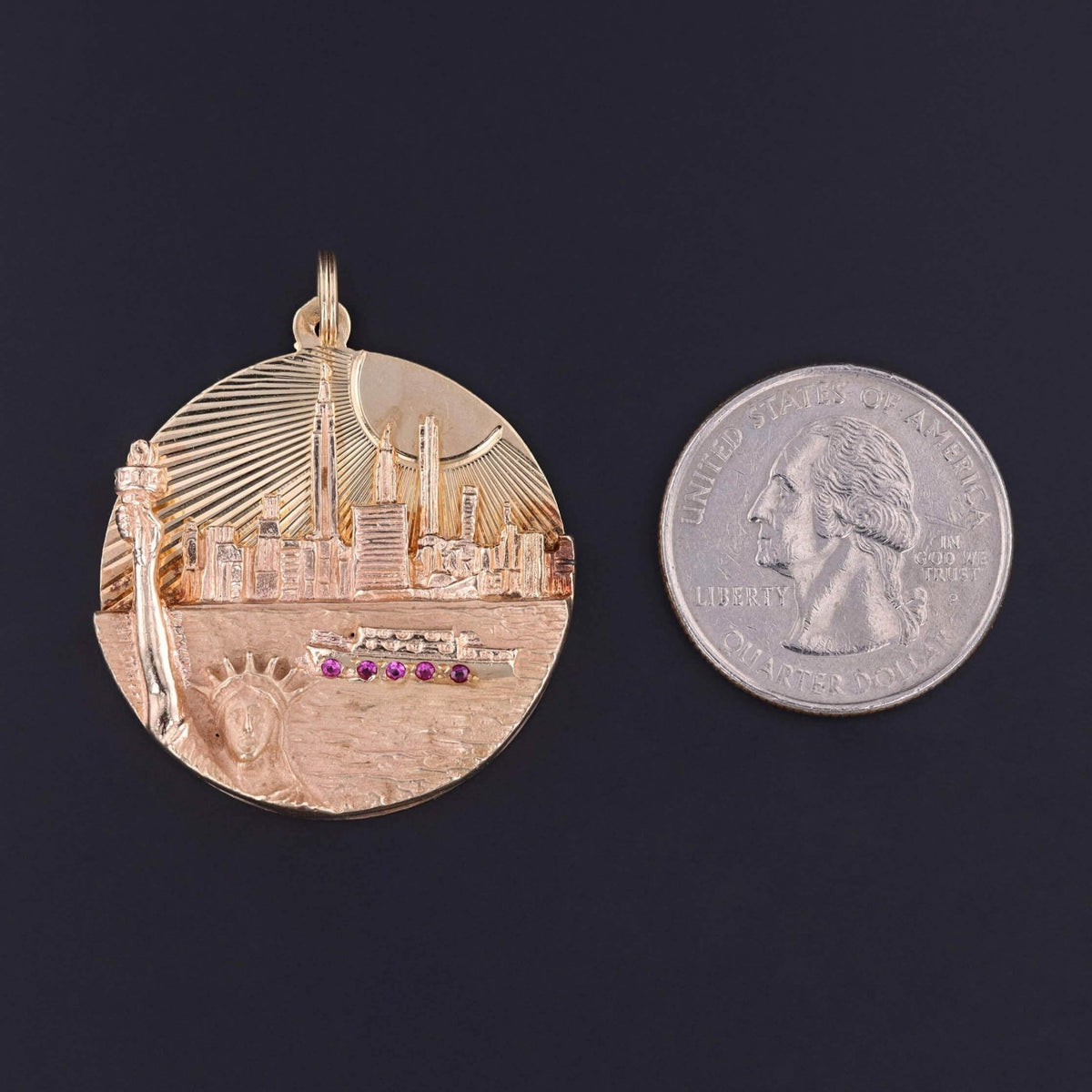 Vintage New York City Skyline Pendant of 14k Gold - Trademark Antiques
