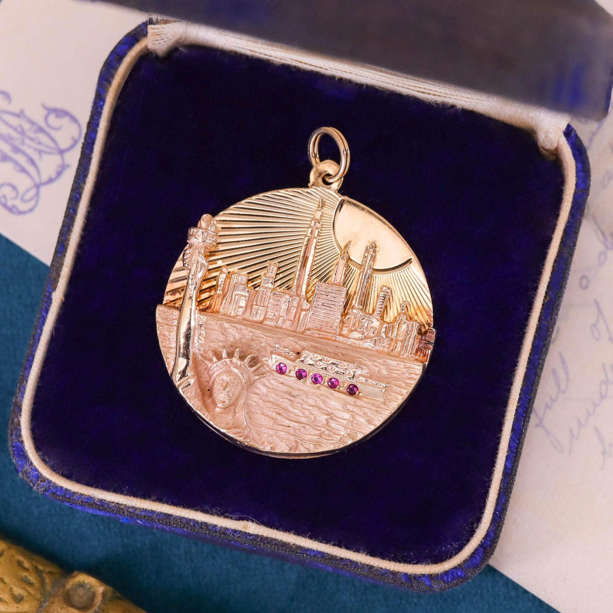 Vintage New York City Skyline Pendant of 14k Gold - Trademark Antiques