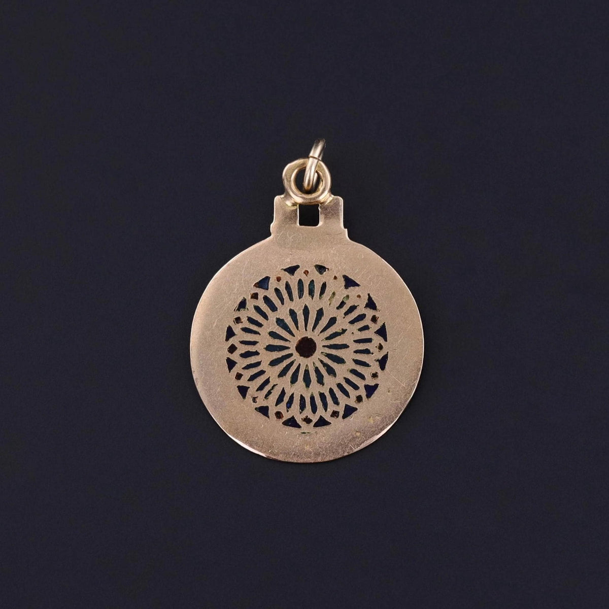 Vintage Notre Dame Pendant Plique a Jour Pendant of 18k Gold - Trademark Antiques
