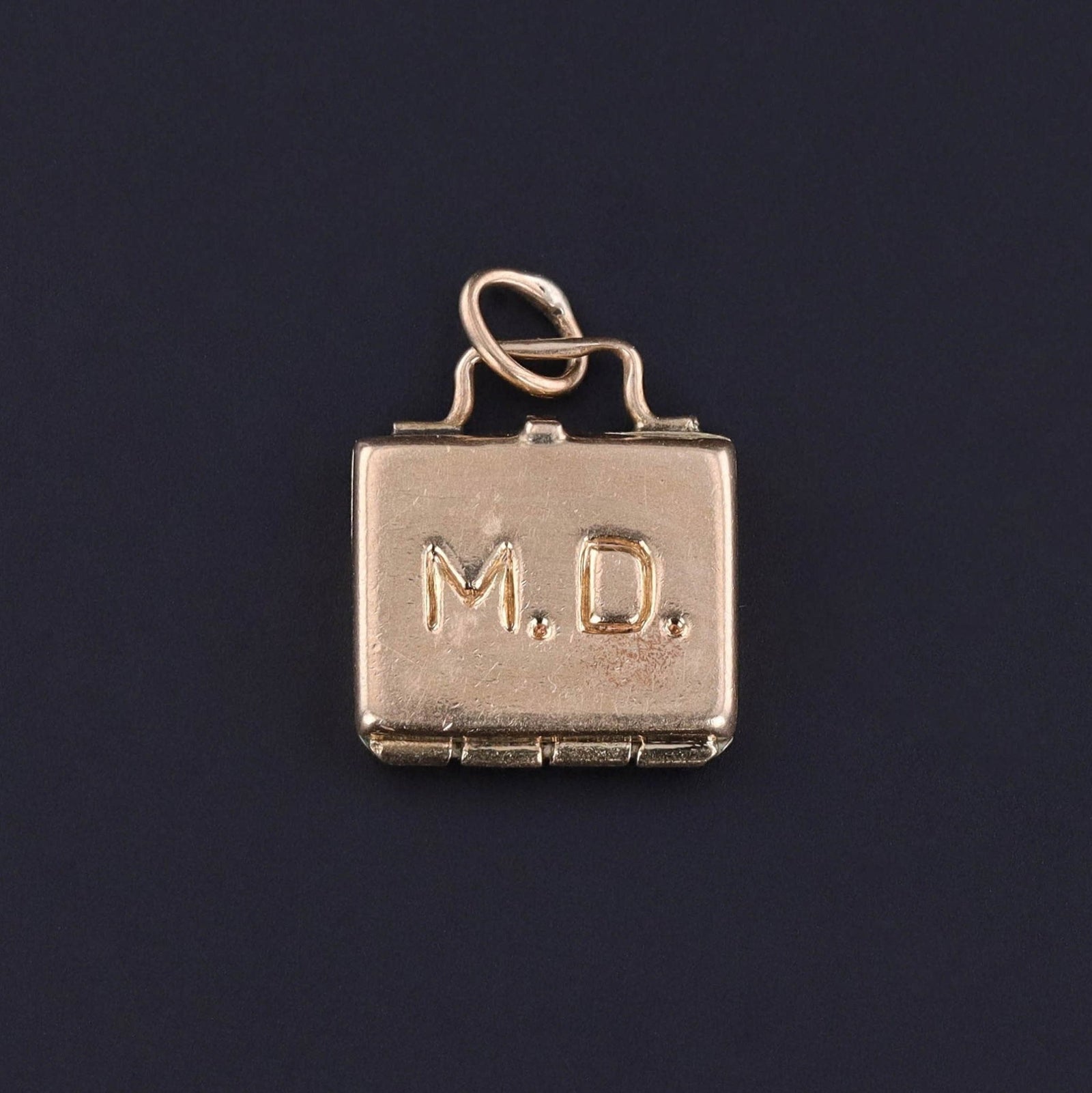 Vintage Obstetrician or Doctor's Bag Charm of 14k Gold with Baby Inside - Trademark Antiques