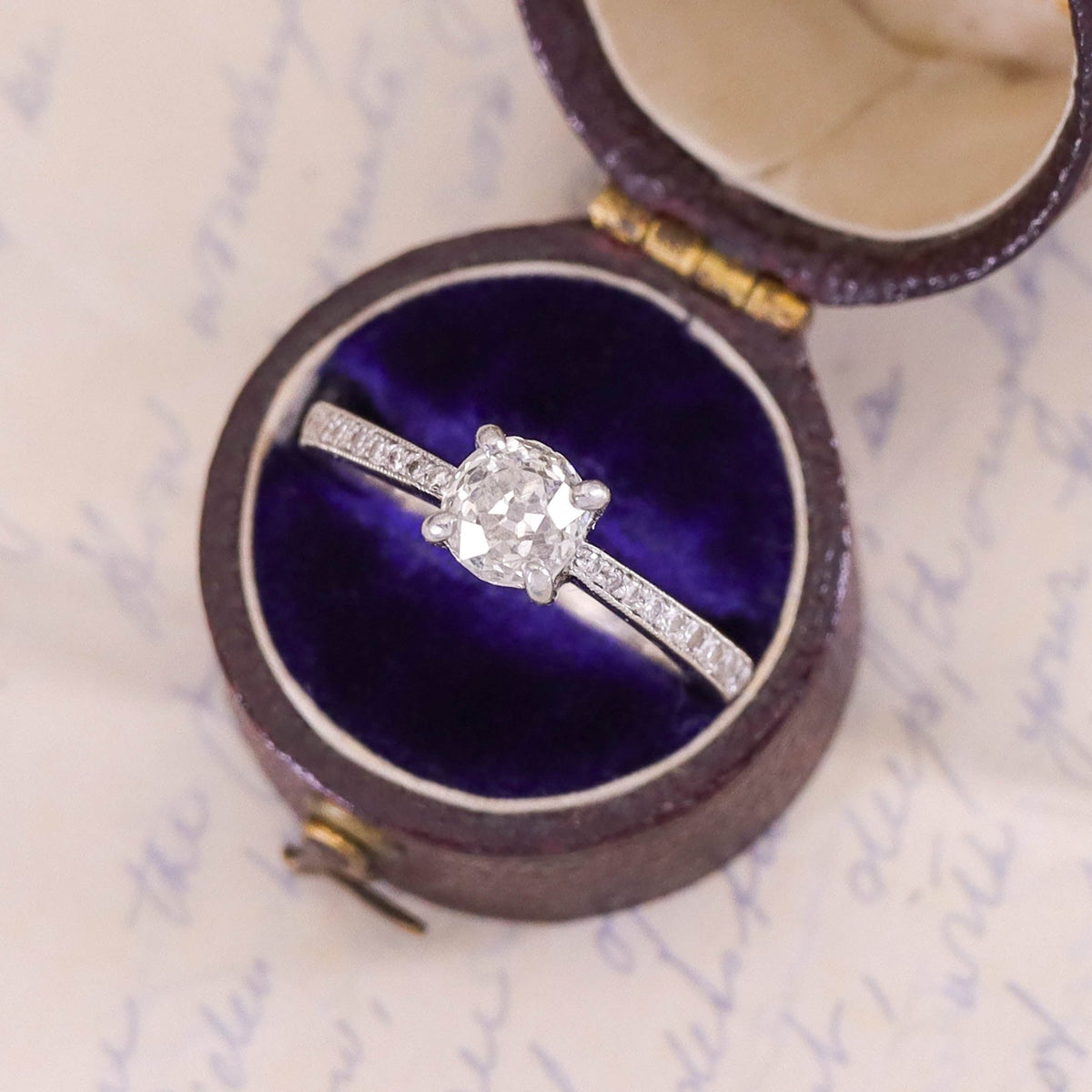 Vintage Old European Cut Diamond Ring of 14k White Gold - Trademark Antiques