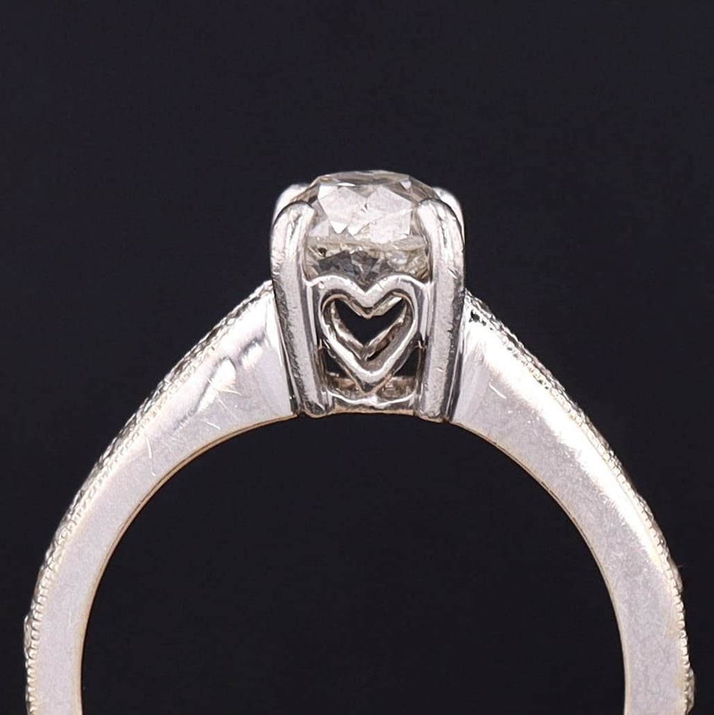Vintage Old European Cut Diamond Ring of 14k White Gold - Trademark Antiques