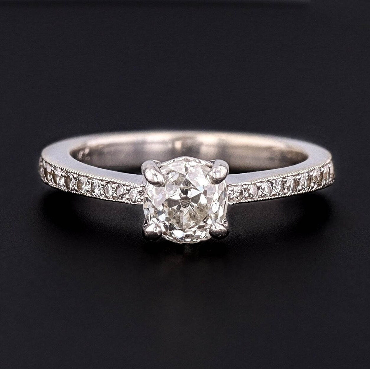 Vintage Old European Cut Diamond Ring of 14k White Gold - Trademark Antiques