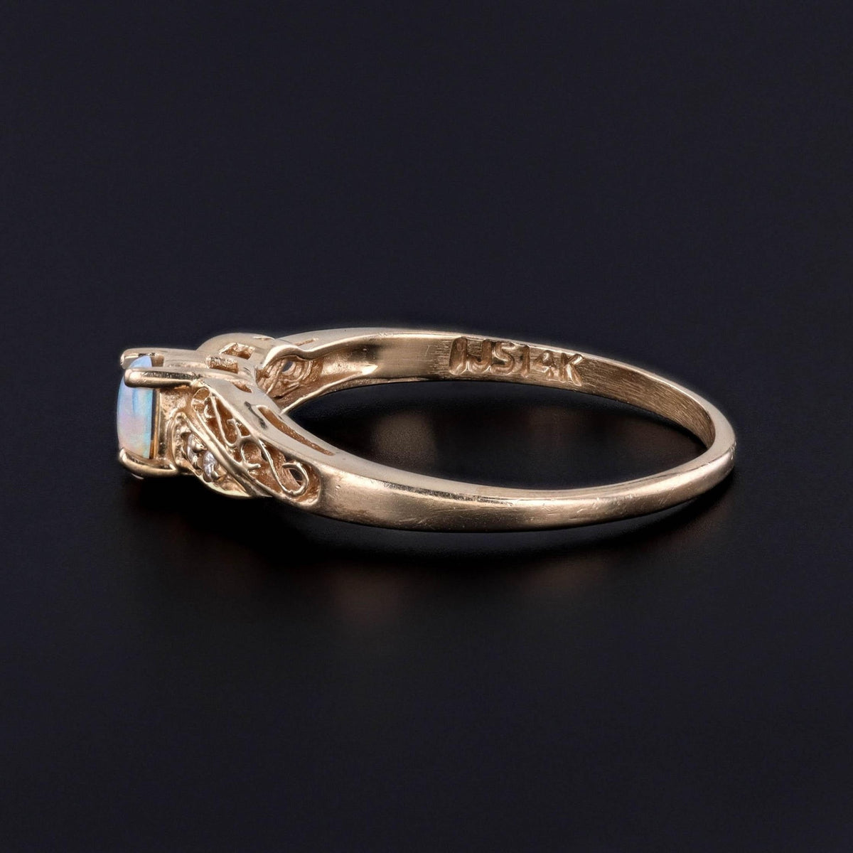 Vintage Opal and Diamond Ring of 14k Gold - Trademark Antiques