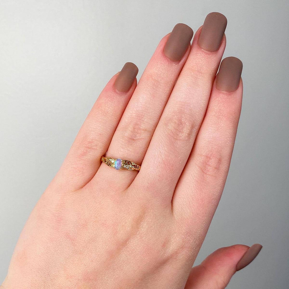 Vintage Opal and Diamond Ring of 14k Gold - Trademark Antiques