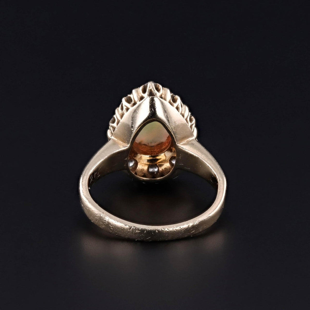 Vintage Opal and Diamond Ring of 14k Gold - Trademark Antiques