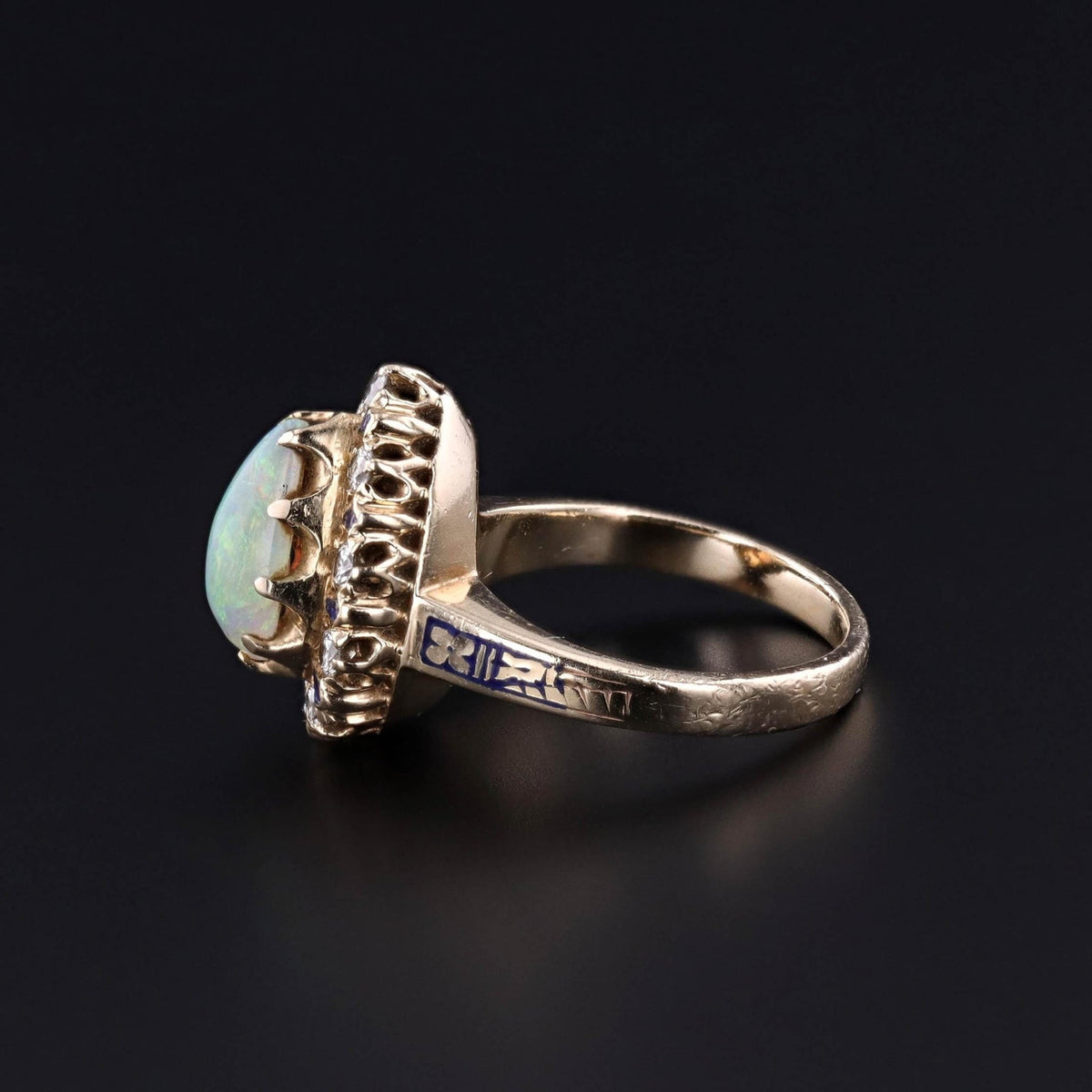 Vintage Opal and Diamond Ring of 14k Gold - Trademark Antiques
