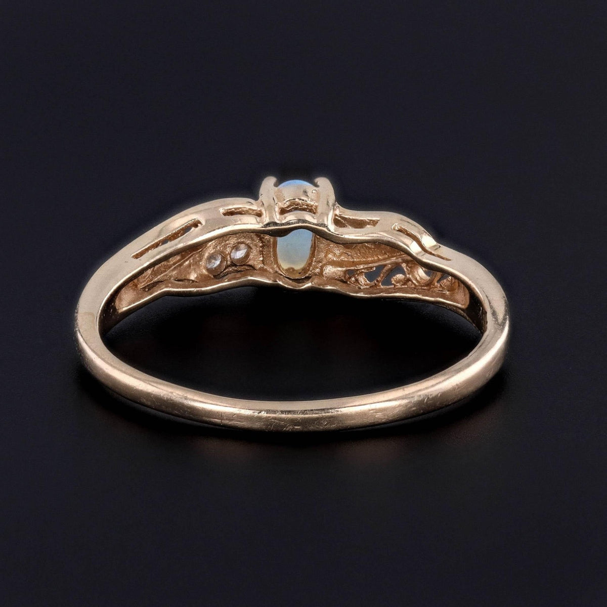 Vintage Opal and Diamond Ring of 14k Gold - Trademark Antiques