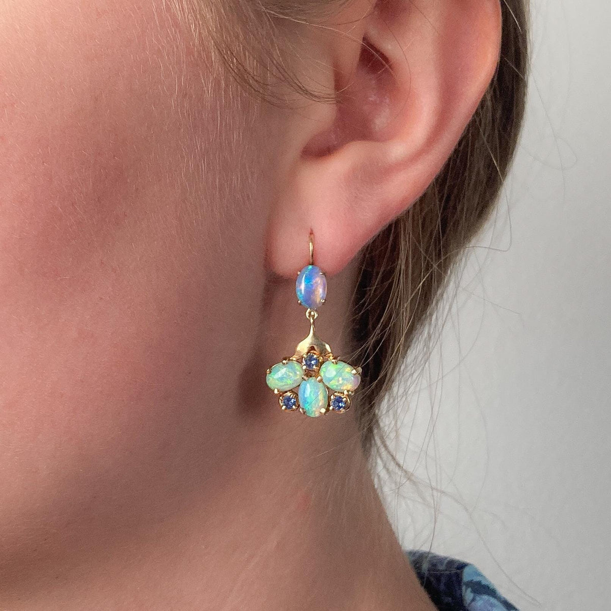 Vintage Opal Earrings of 14k Gold - Trademark Antiques