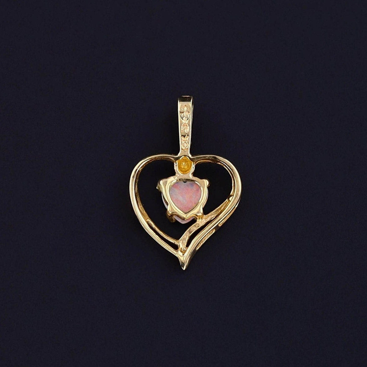 Vintage Opal Heart Pendant of 14k Gold - Trademark Antiques