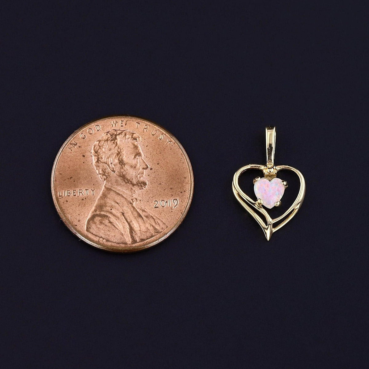 Vintage Opal Heart Pendant of 14k Gold - Trademark Antiques