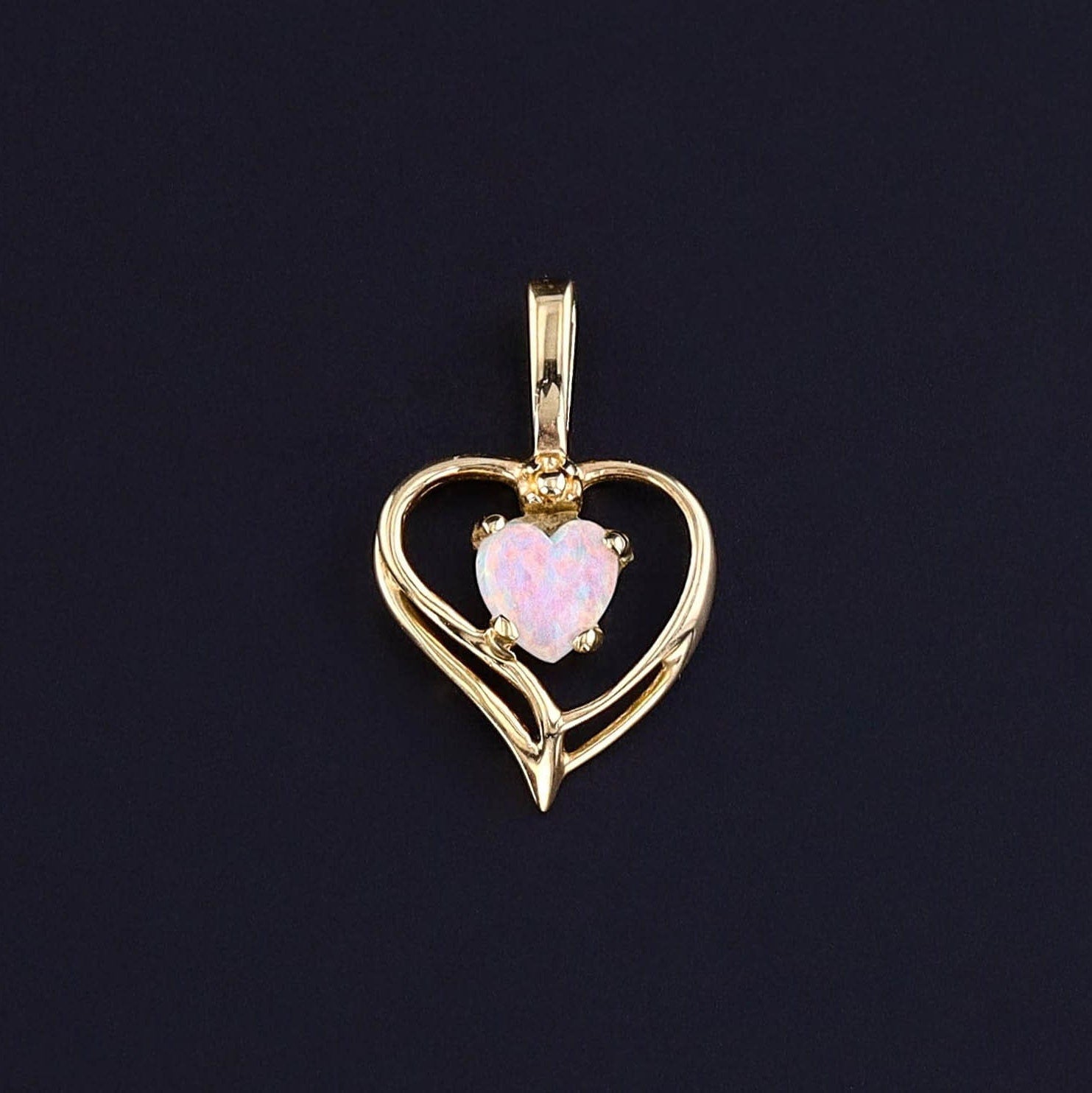 Vintage Opal Heart Pendant of 14k Gold - Trademark Antiques