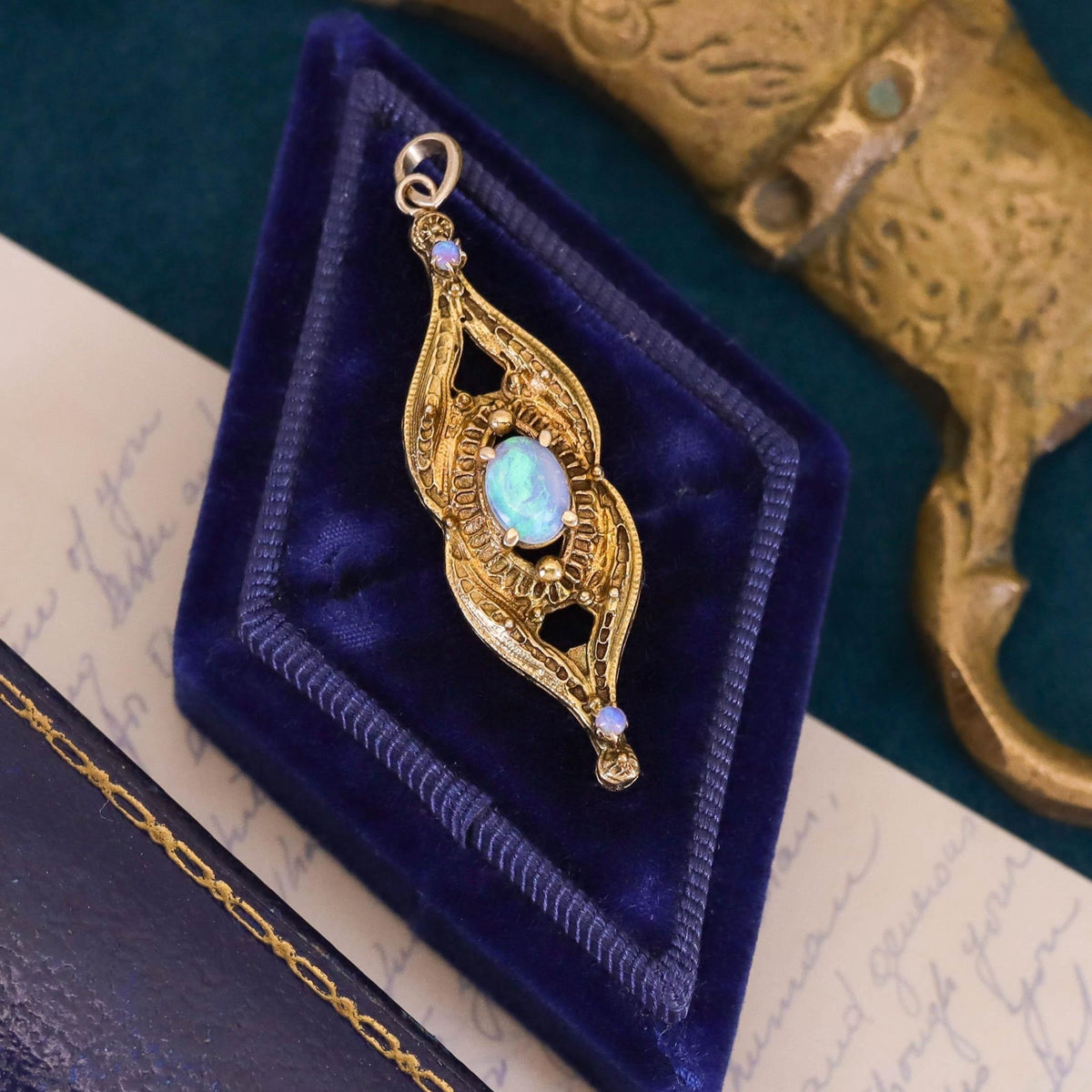 Vintage Opal Pendant of 14k Gold - Trademark Antiques