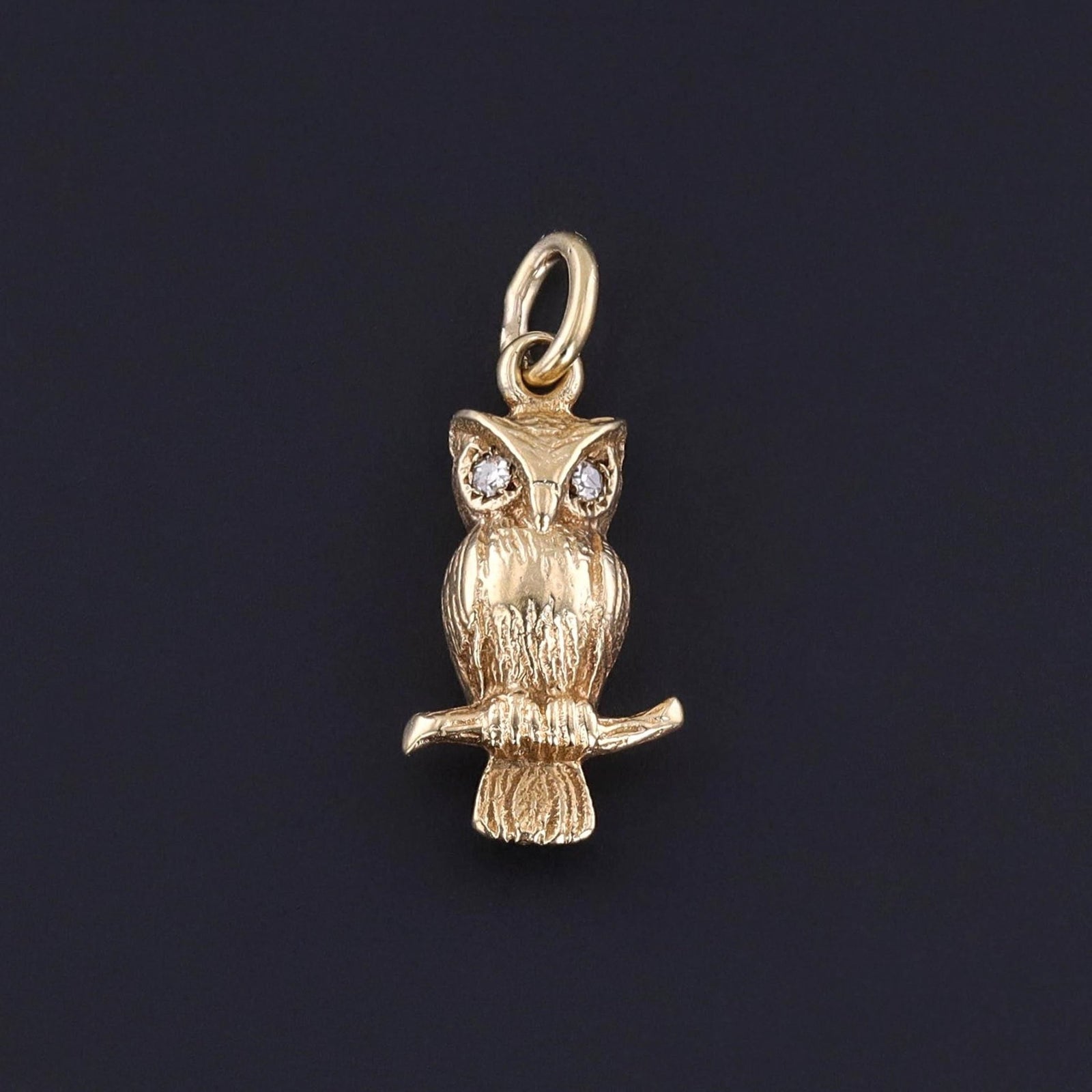 Vintage Owl Charm of 14k Gold - Trademark Antiques