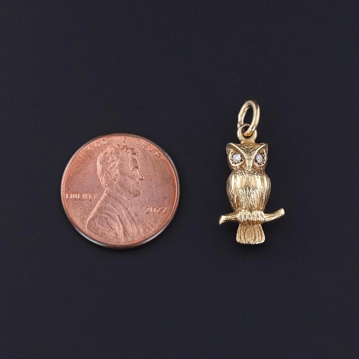 Vintage Owl Charm of 14k Gold - Trademark Antiques