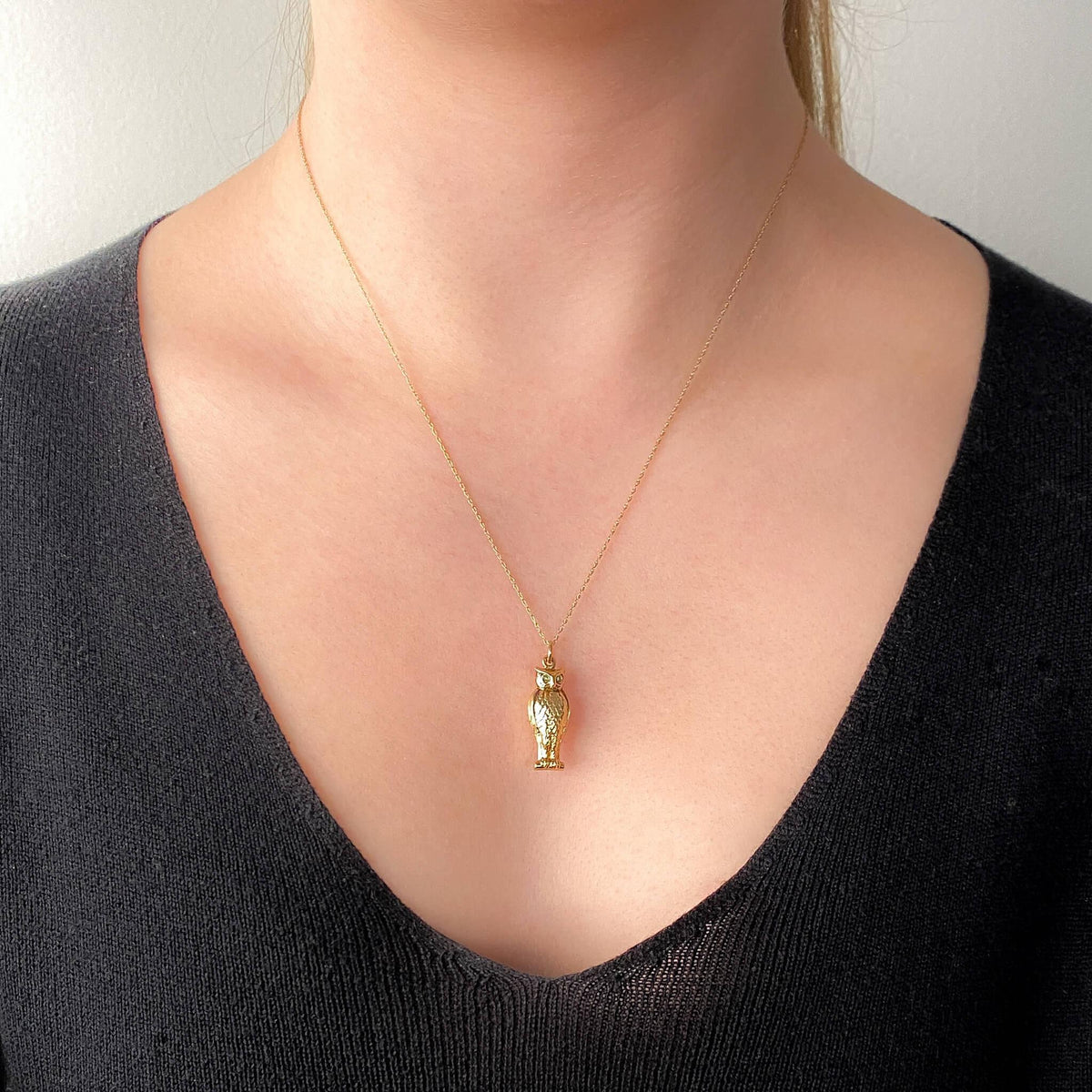 Vintage Owl Charm of 9ct Gold - Trademark Antiques