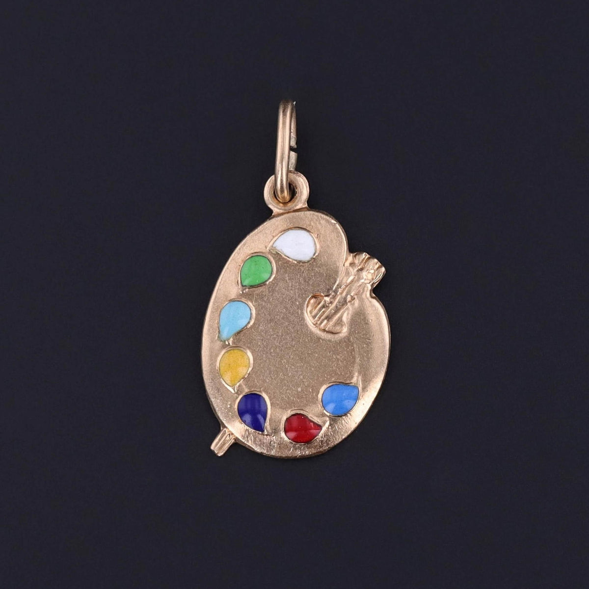 Vintage Painter&#39;s Palette Charm of 14k Gold - Trademark Antiques