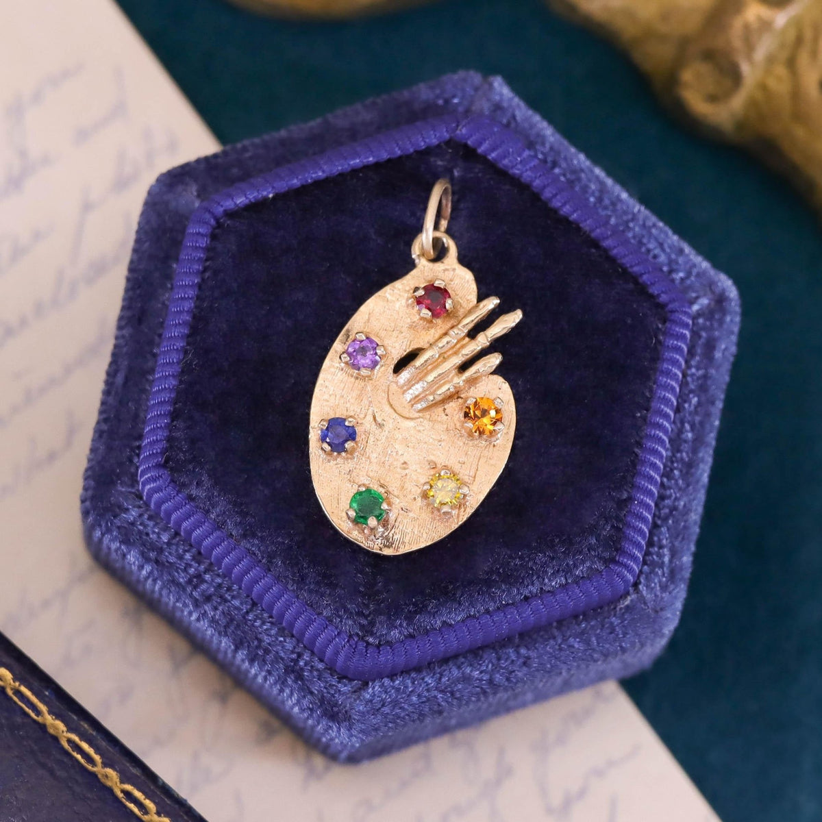 Vintage Painter's Palette Pendant of 14k Gold - Trademark Antiques