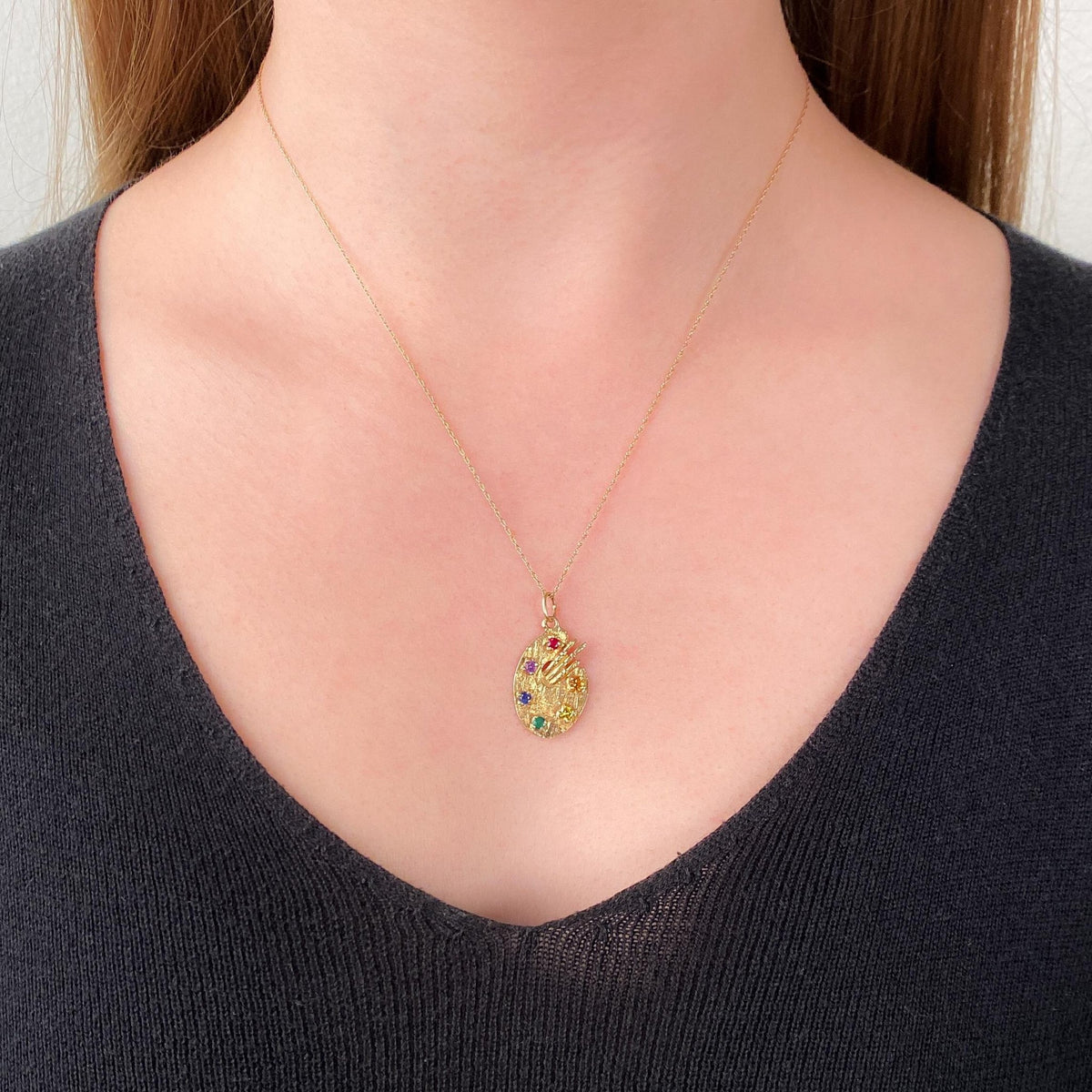 Vintage Painter's Palette Pendant of 14k Gold - Trademark Antiques