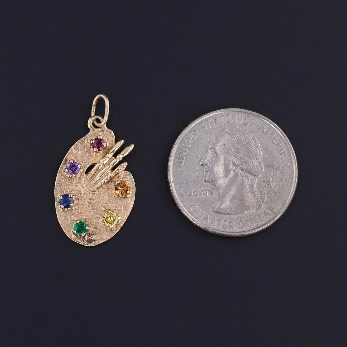 Vintage Painter's Palette Pendant of 14k Gold - Trademark Antiques