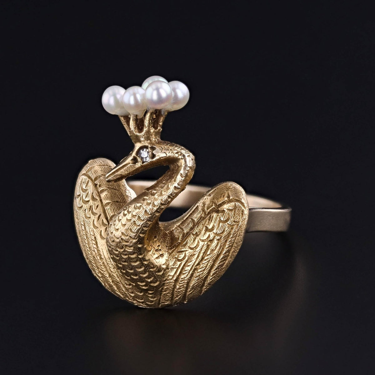 Vintage Peacock Ring of 14k Gold - Trademark Antiques