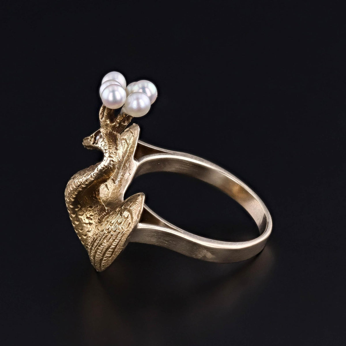 Vintage Peacock Ring of 14k Gold - Trademark Antiques