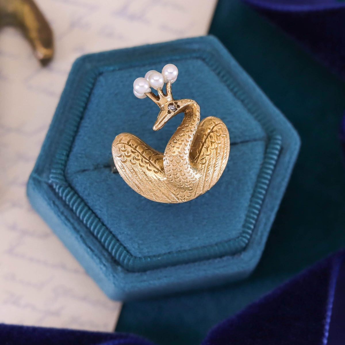 Vintage Peacock Ring of 14k Gold - Trademark Antiques