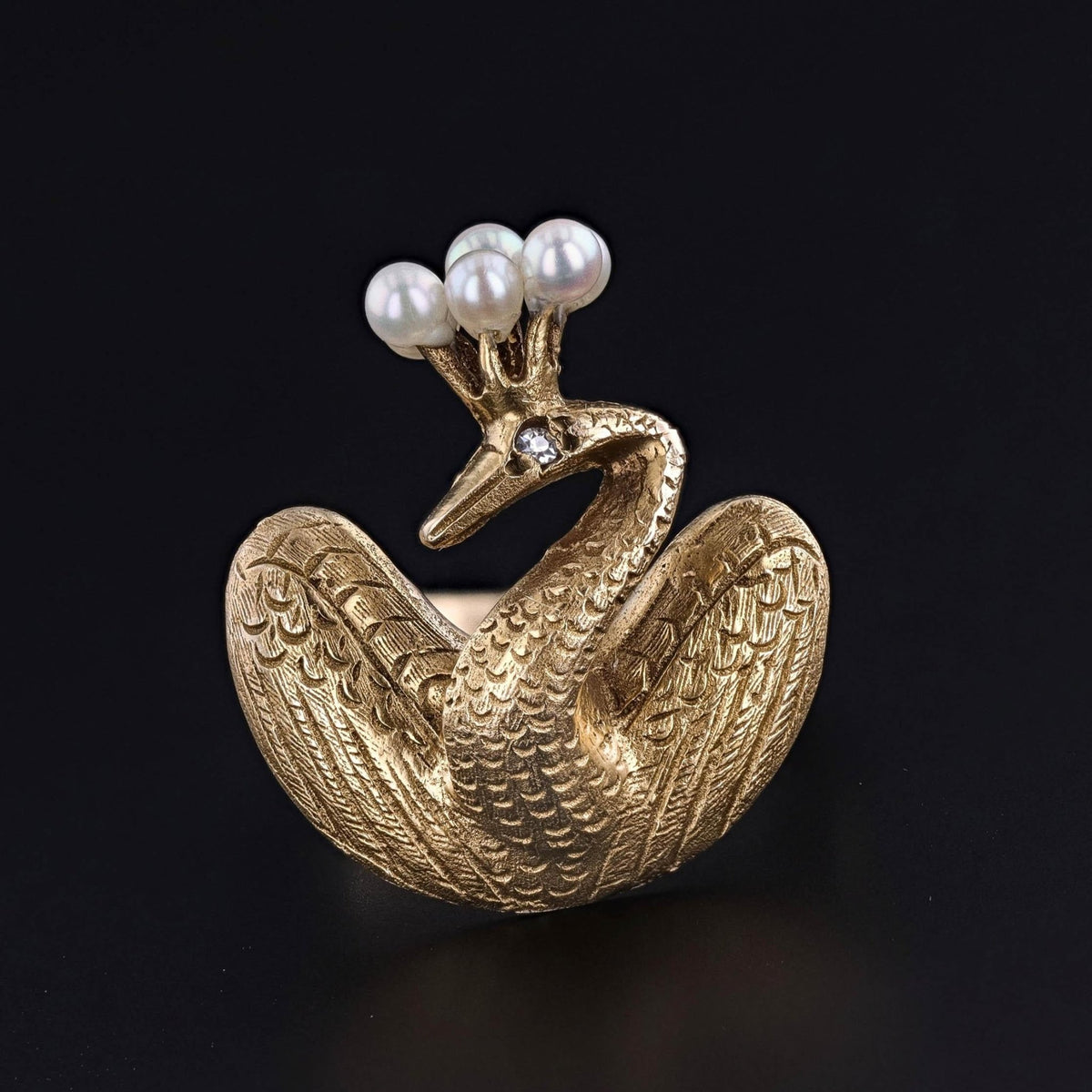 Vintage Peacock Ring of 14k Gold - Trademark Antiques