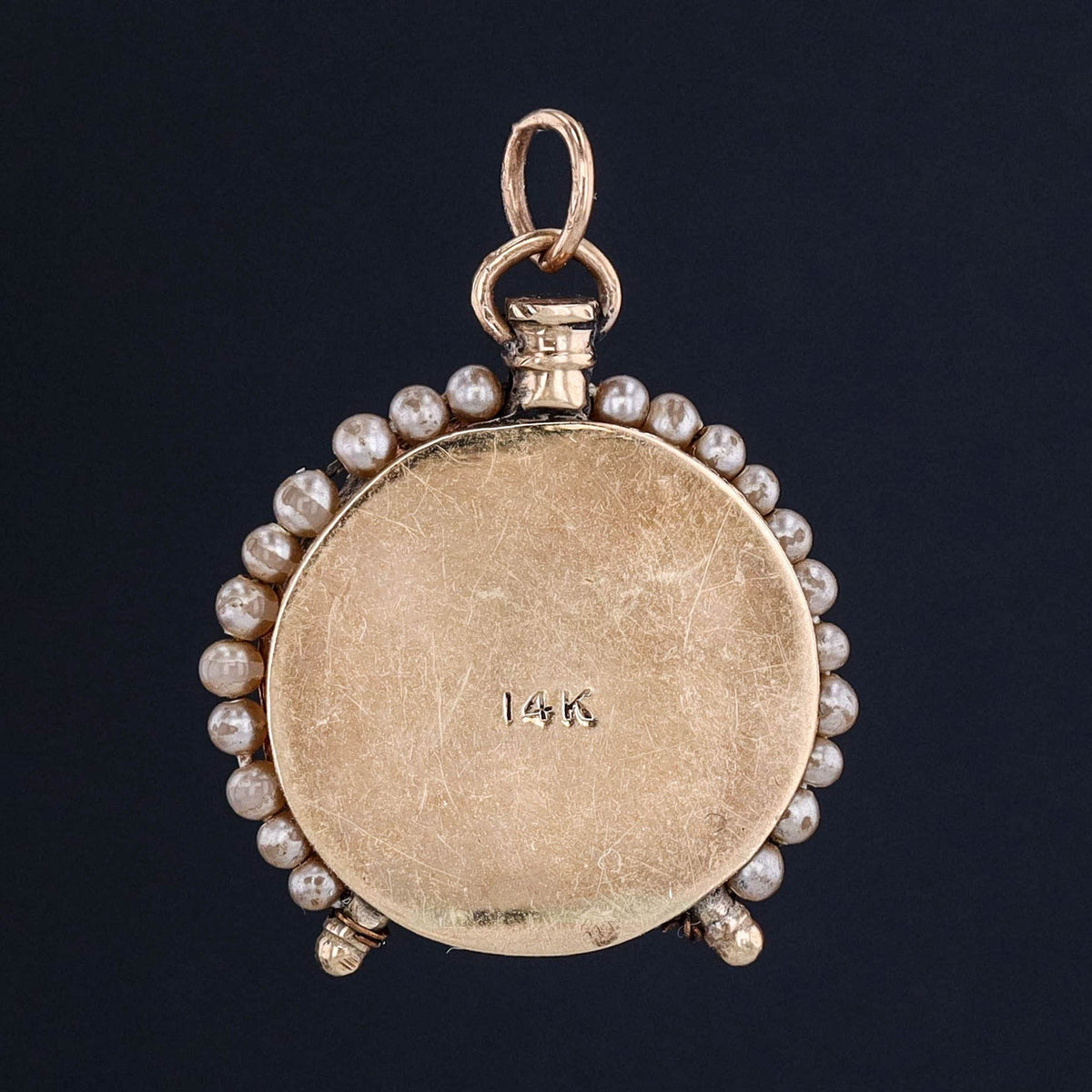 Vintage Pearl Alarm Clock Pendant of 14k Gold - Trademark Antiques