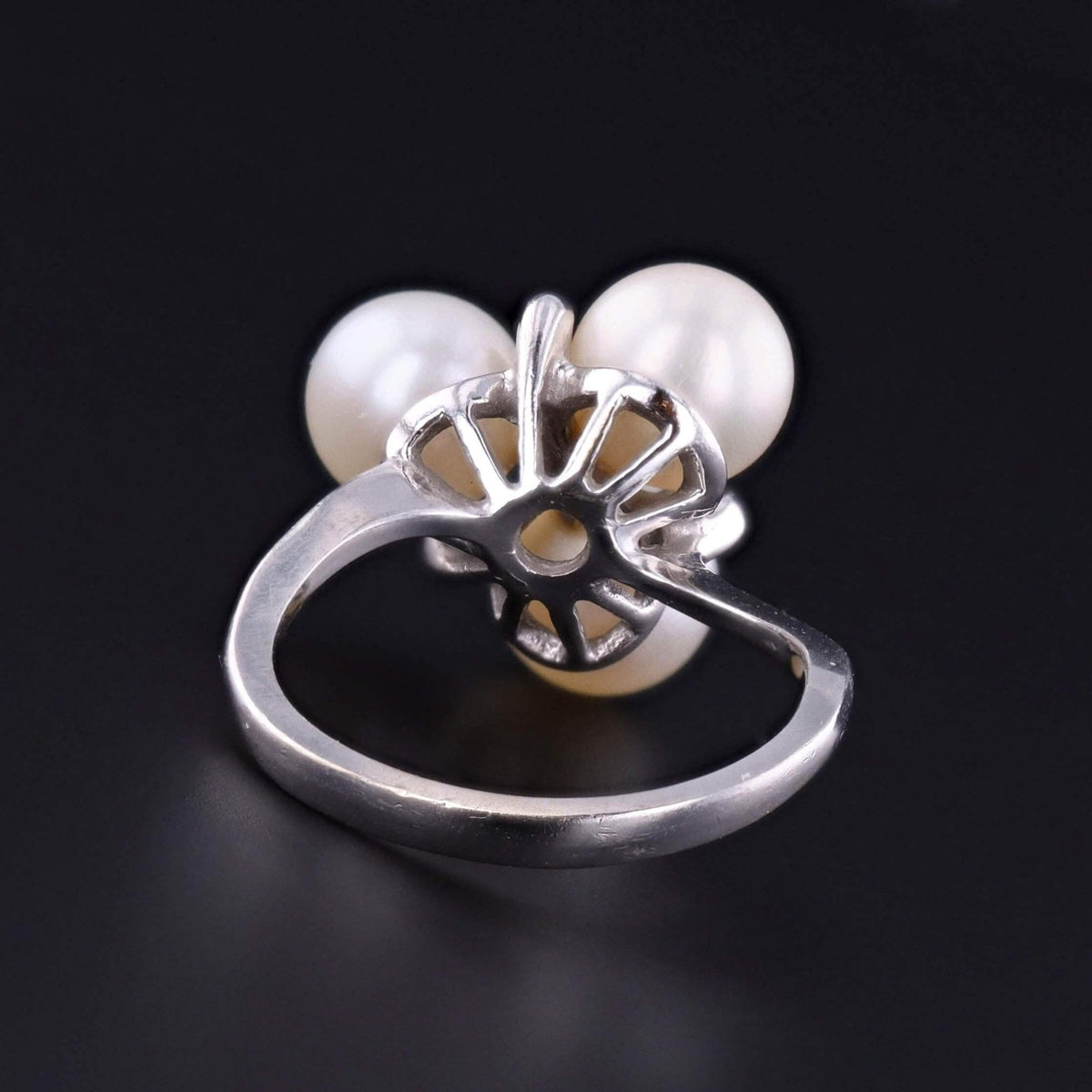Vintage Pearl and Diamond Ring of 14k White Gold - Trademark Antiques