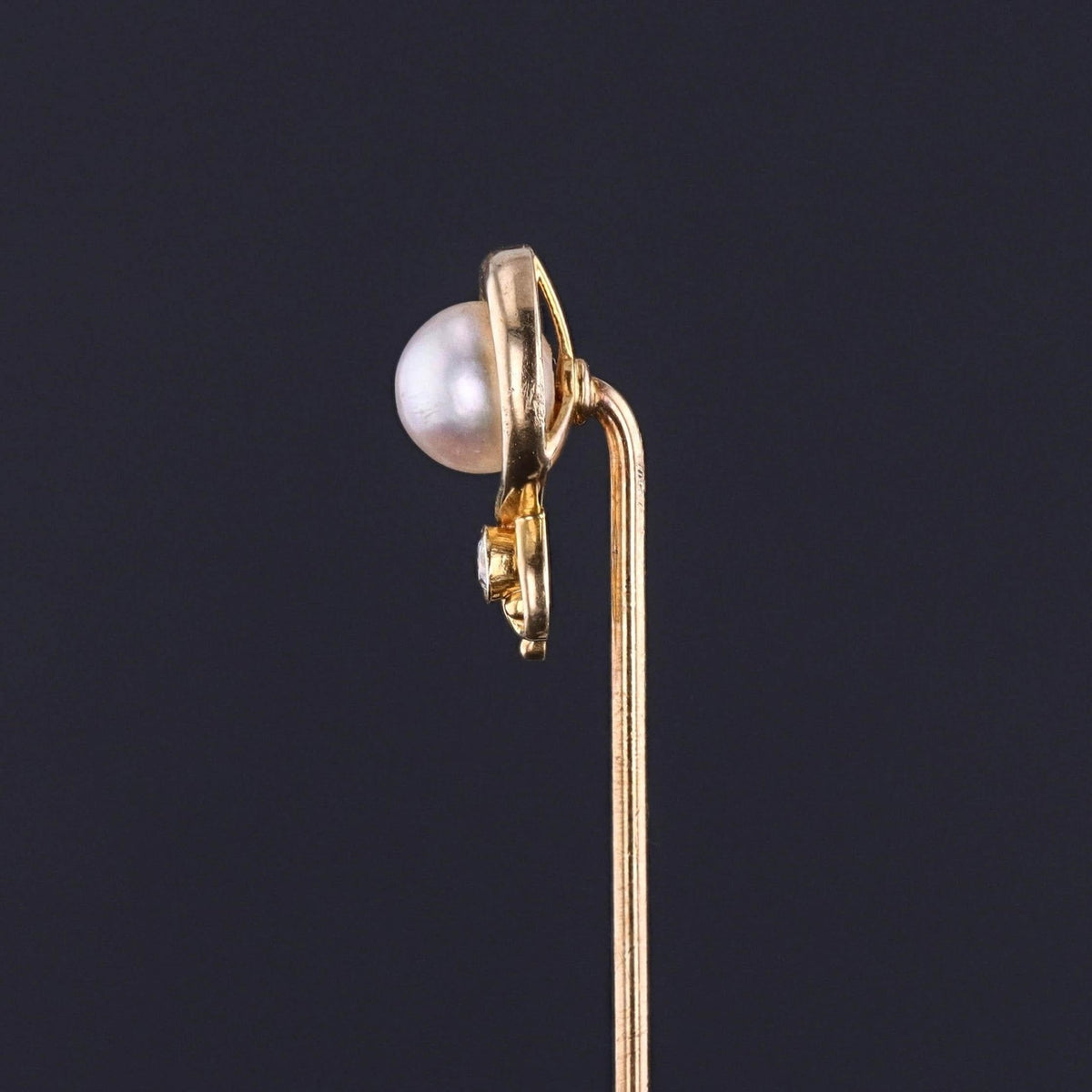 Vintage Pearl and Diamond Stickpin of 14k Gold - Trademark Antiques