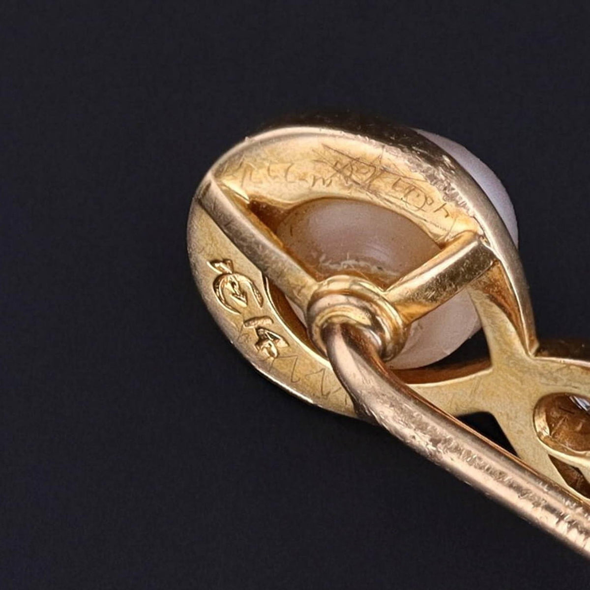 Vintage Pearl and Diamond Stickpin of 14k Gold - Trademark Antiques
