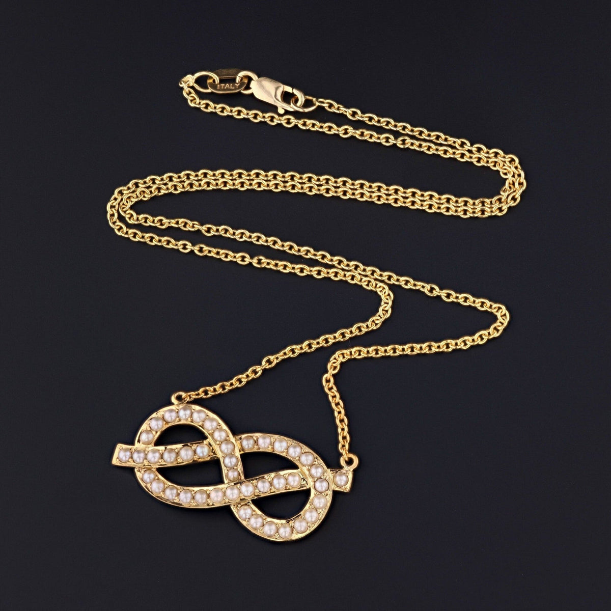 Vintage Pearl Infinity Conversion Necklace of 14k Gold - Trademark Antiques