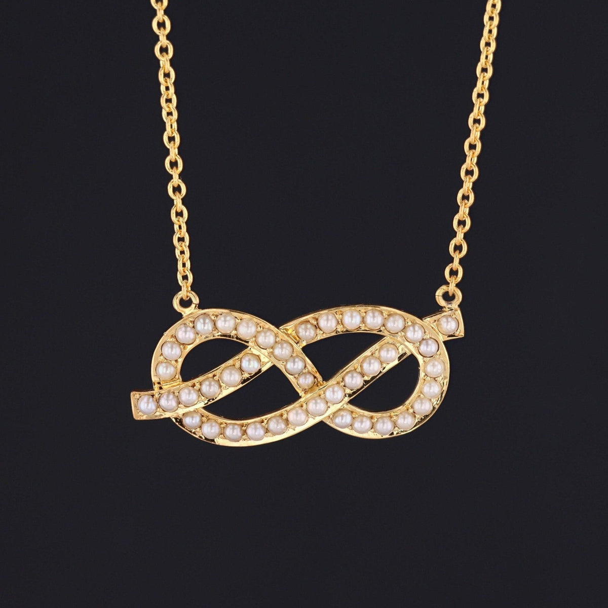 Vintage Pearl Infinity Conversion Necklace of 14k Gold - Trademark Antiques