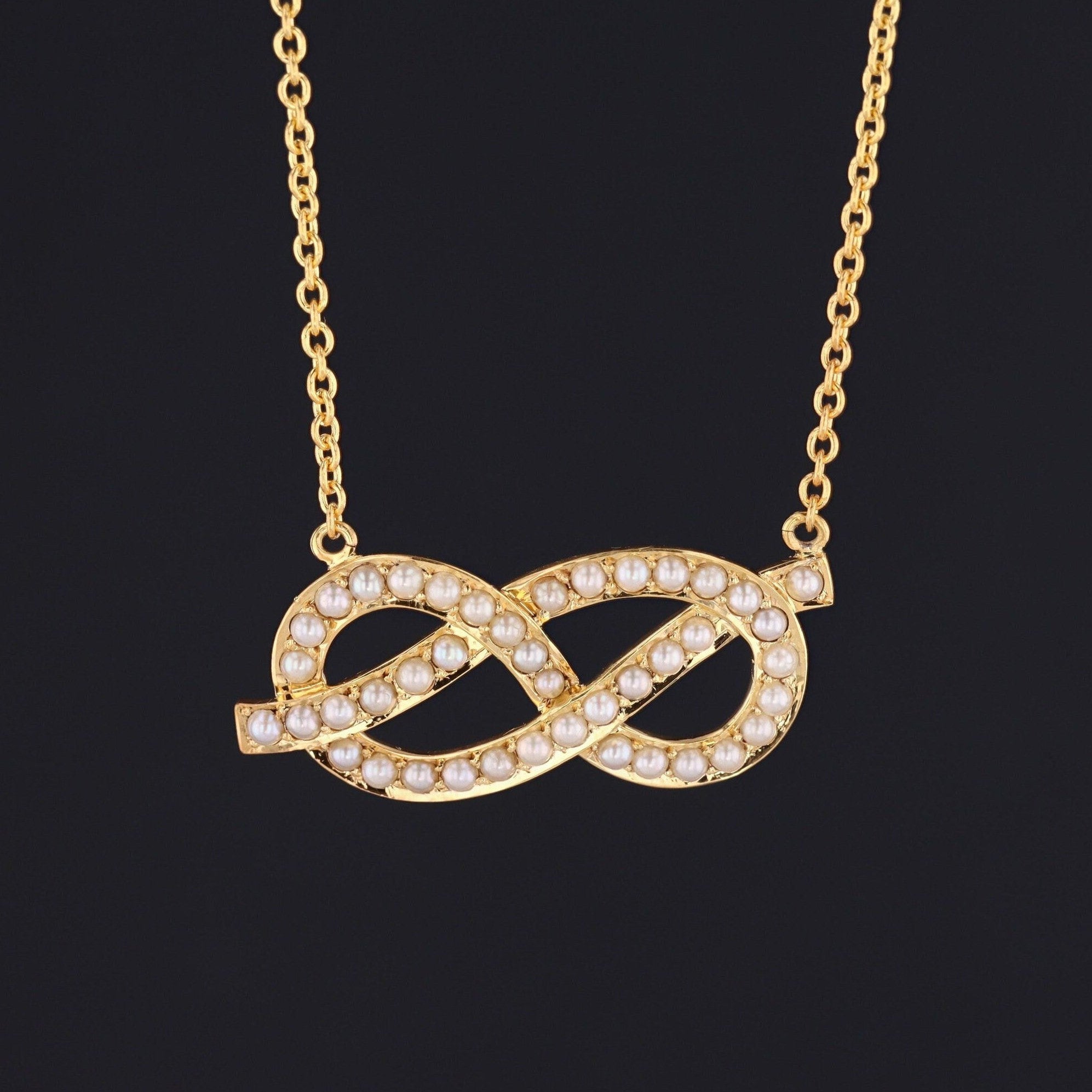 Vintage Pearl Infinity Conversion Necklace of 14k Gold - Trademark Antiques